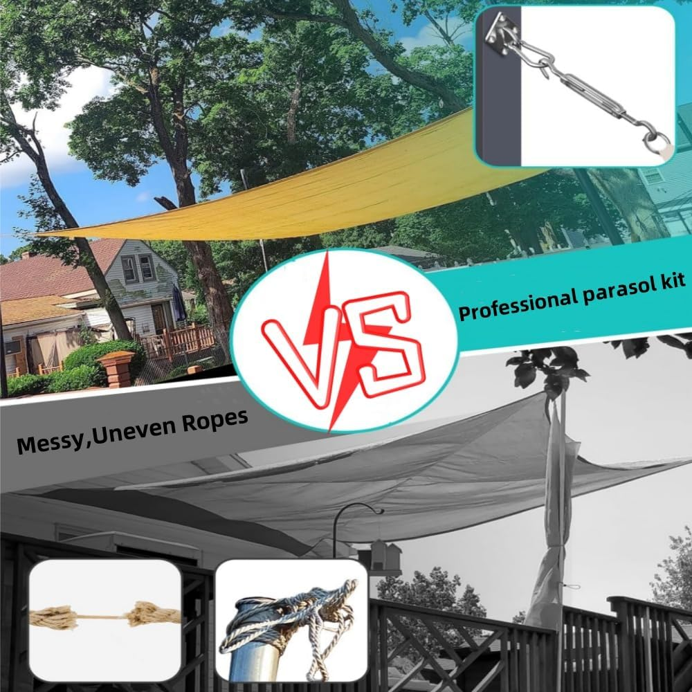 44Pcs Sun Shade Sail Hardware Kit for Triangle Square Rectangle Sun Shade Sails Installation, M6 Stainless Steel Sun Shade Sail Kit for Garden Lawn Patio, Anti-Rust image number 4