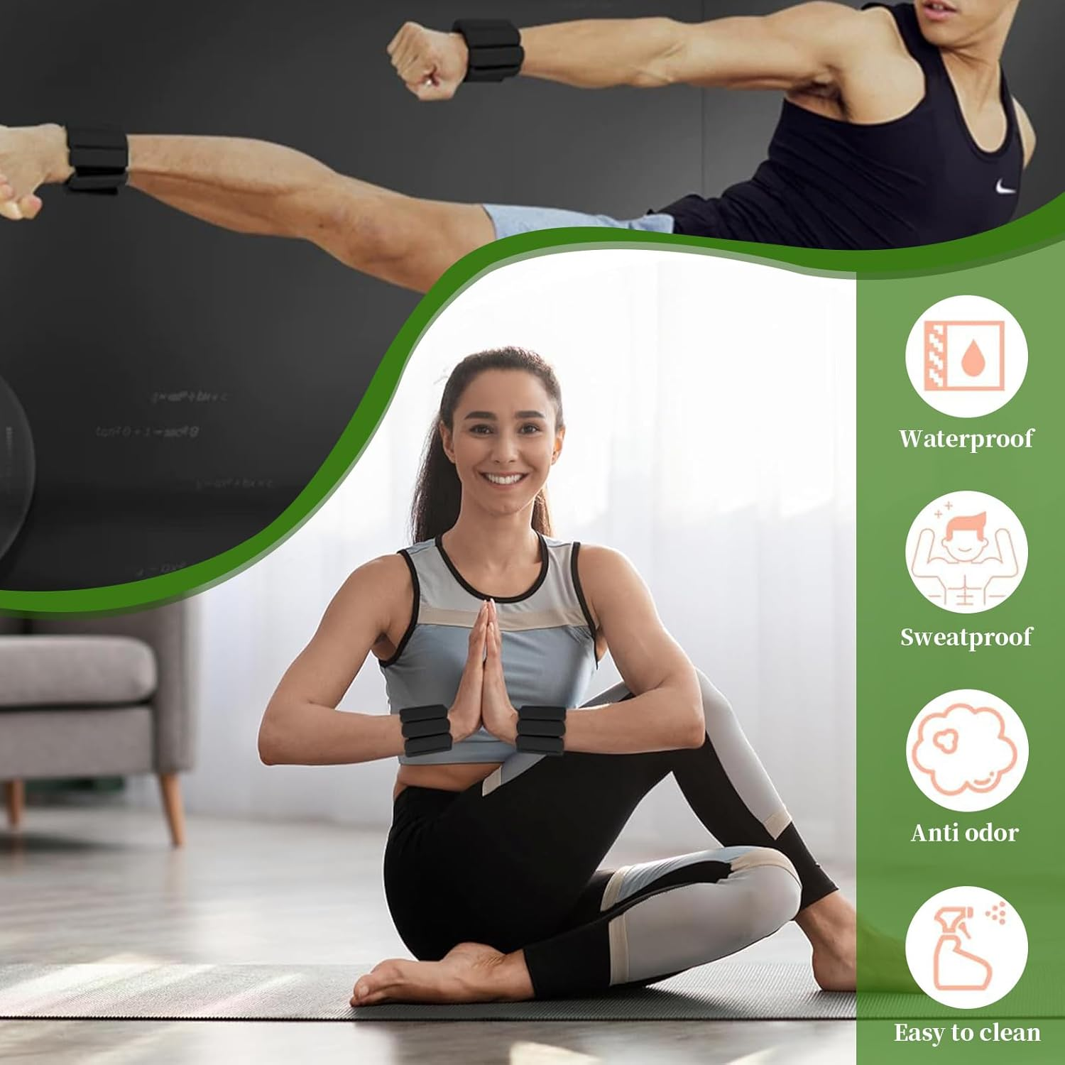 1 Pair Wrist Ankle Weights Set (1Lb/Pcs) Workout Resistance Weight Durable Silicone Wrist Bracelets Aerobics Strength Training for Exercise Pilates Jogging Yoga Aerobics Strength Training - Pink image number 4