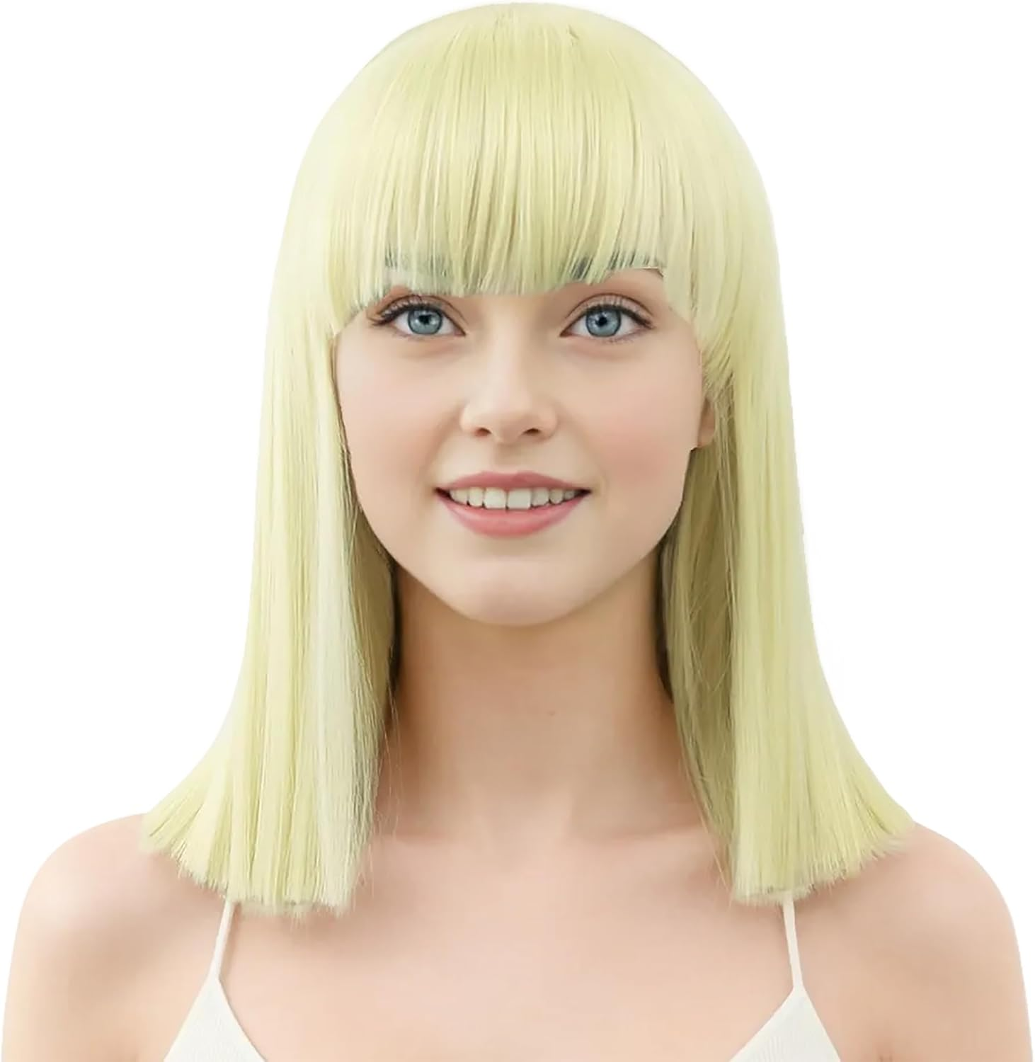 IMISSU Short Natural Cut Hair Cosplay Wig with Straight Bangs Halloween Costume Party Bob Wigs for Women (Purple)