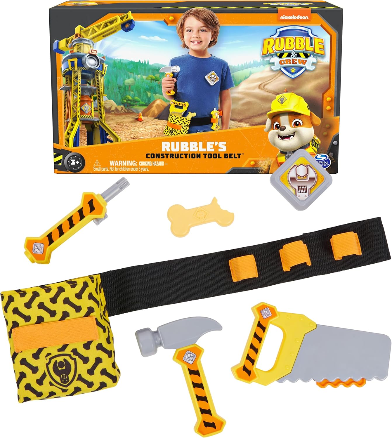 Rubble & Crew, Rubble&rsquo;S Construction Tool Belt, with 6 Piece Kids Tool Set, Pretend Play Costume with Kids Toys for Ages 3 and Up image number 2