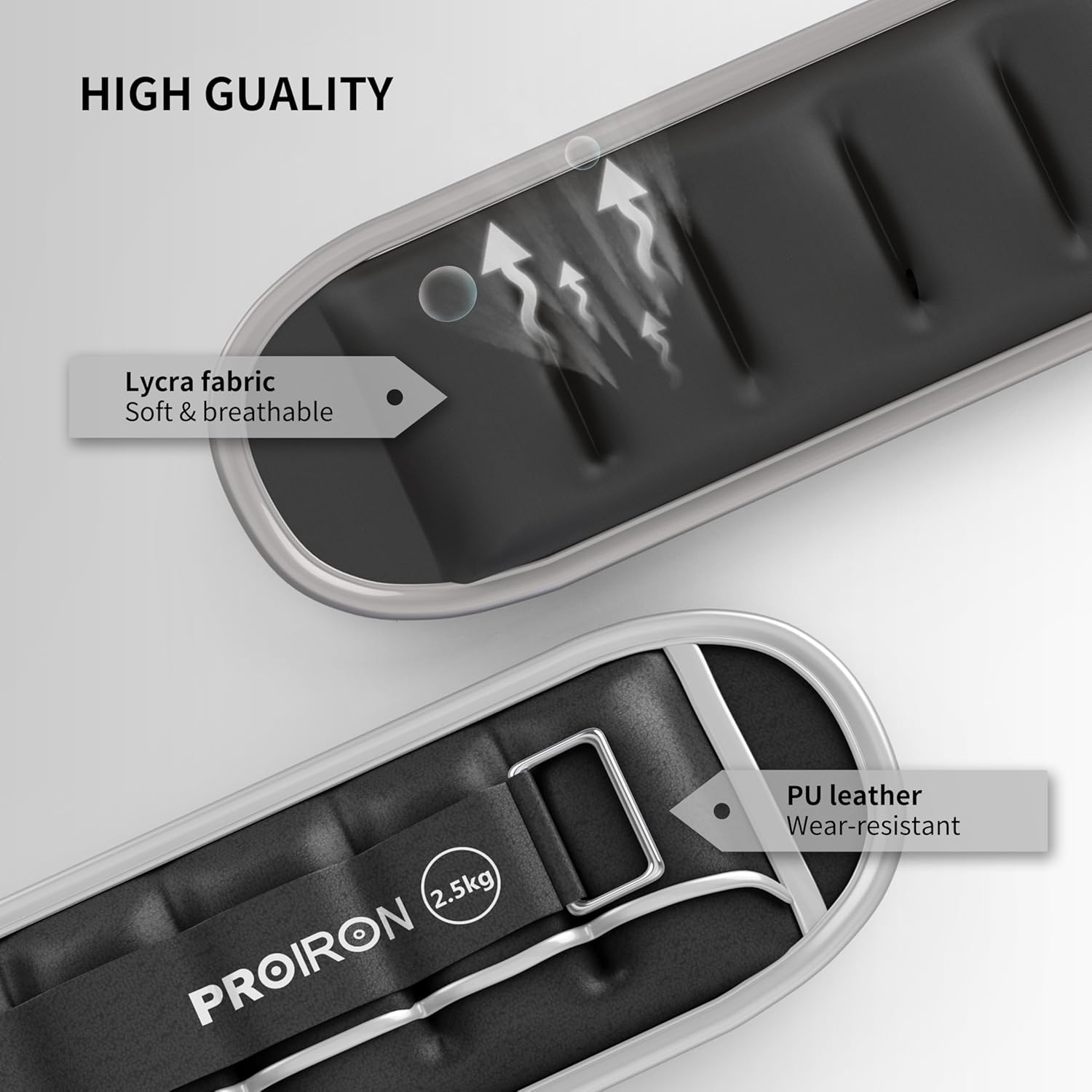 PROIRON Adjustable Ankle Weights Wrist Leg Weights for Women Men 0.5Kg-2.5Kg in Pair Reflective Ankle Weight Set for Fitness Exercise Jogging Aerobics - Blue image number 3