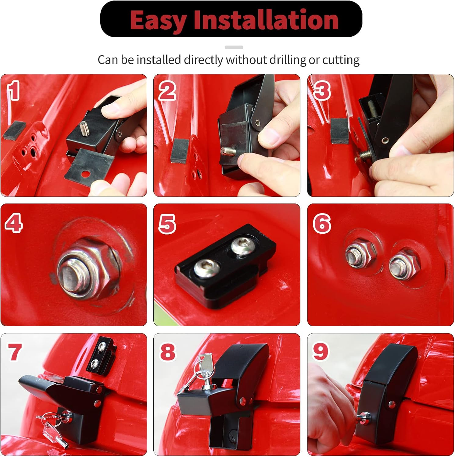 Stainless Steel Hood Latches Hood Lock Catch Latches Kit for Jeep Wrangler JK 2007-2017 (Black) - Hood Latches-Silver image number 2