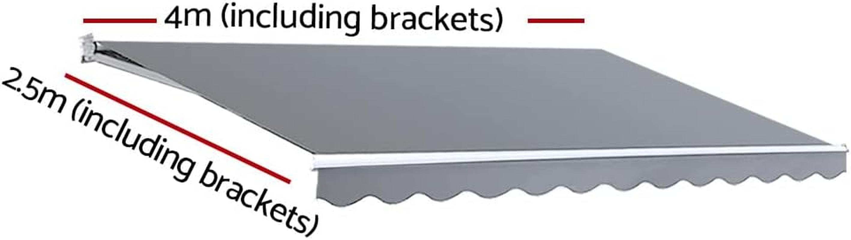 Instahut Folding Arm Awning 4M X 2.5M Pearl Grey Retractable Blinds Outdoor Patio Terrace Garden Window Sunshade Canopy Manual Hand Crank Adjustable Angles Aluminium Frame Waterproof image number 6