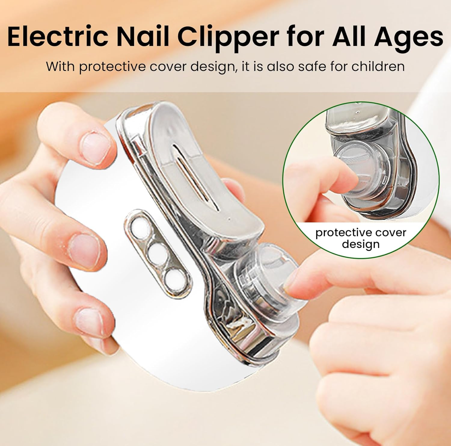 Upgraded 3-In-1 Electric Nail Clipper with Collector & LED Light, Automatic Electric Fingernail Clippers for Women Man, Nail File Toenail Trimmer for Baby Kids Adults Senior image number 1