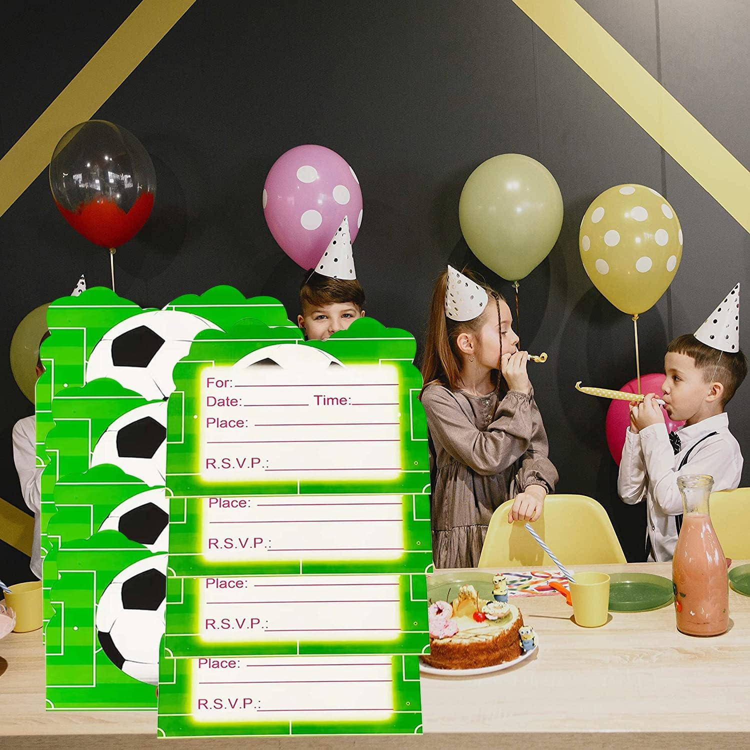 30Pcs Soccer Birthday Party Invitations, Sports Themed Party Invitation Cards, Soccer Theme Party Decorations Supplies, Birthday Football Theme Party Blank Invitations for Kids or Adults image number 3