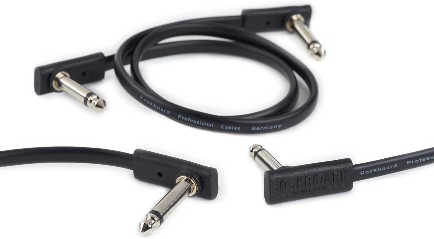 Rockboard Flat Black Patch Cable Slim Rectangular Body Extra Thin Angled Plugs - 60Cm