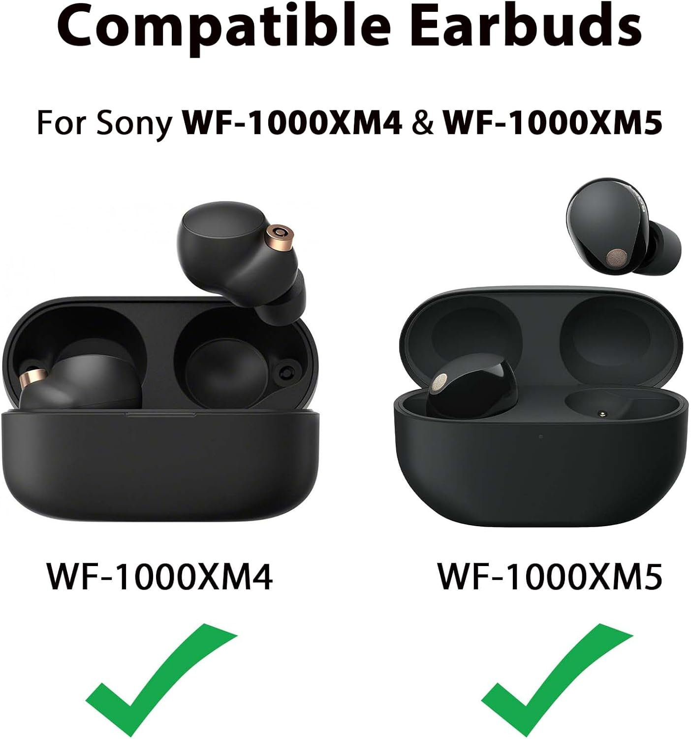 [3 Pairs] Replacement Eartips Earbuds Buds Set for Sony WF-1000XM5 & WF-1000XM4 Earphone with Cleaning Kit,Noise-Reducing Non-Slip 5 in 1 Storable Cleaning Pen & Memory Foam Ear Tips(Black) - Gray Silicone Tips + Cleaning Kit image number 6