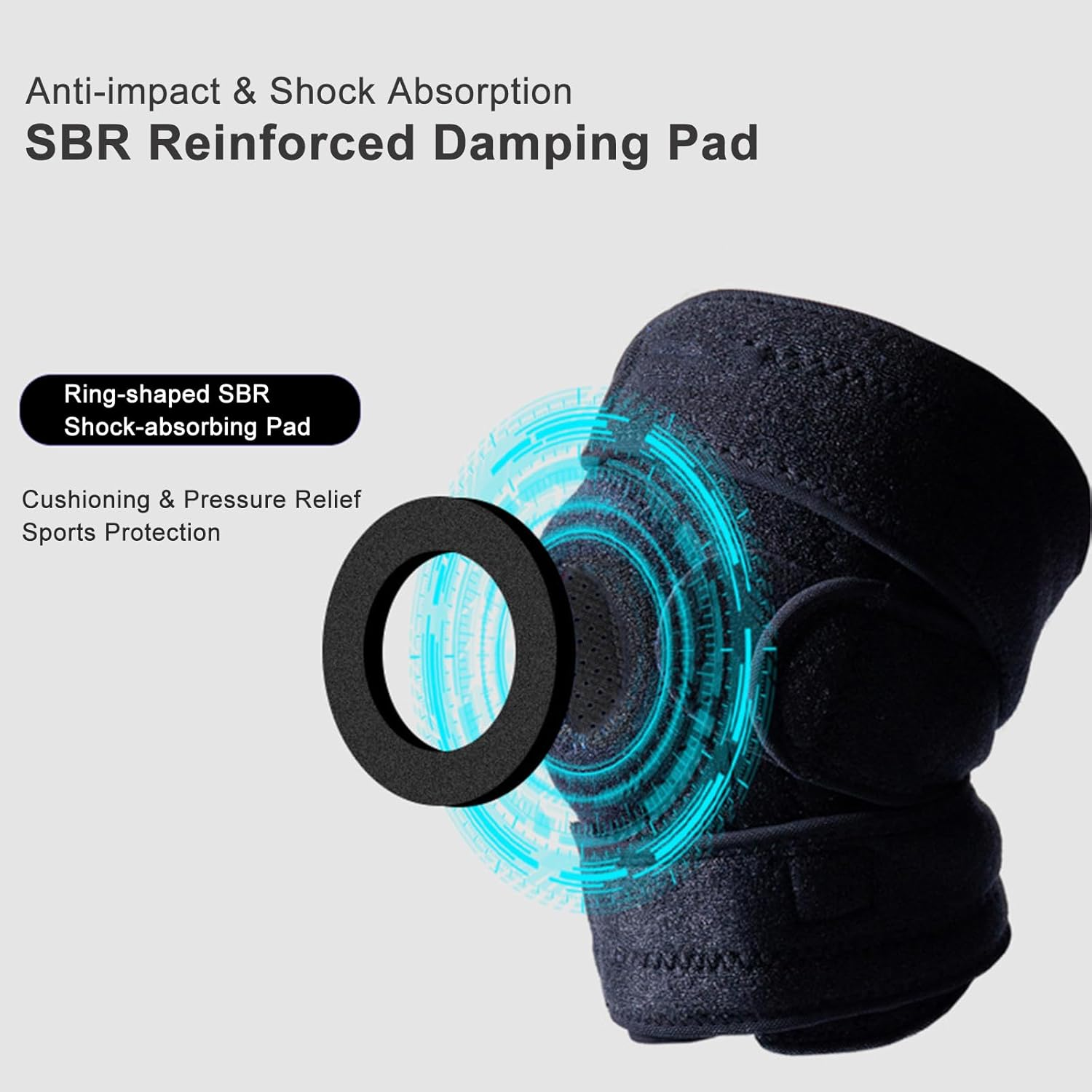 Beleeb Knee Support, Adjustable Knee Brace to Protect Patellar Meniscus, SBR Thickened Shock Absorbers & Dual Sprung Brace to Relif Pain and Sports Injury, Black image number 3