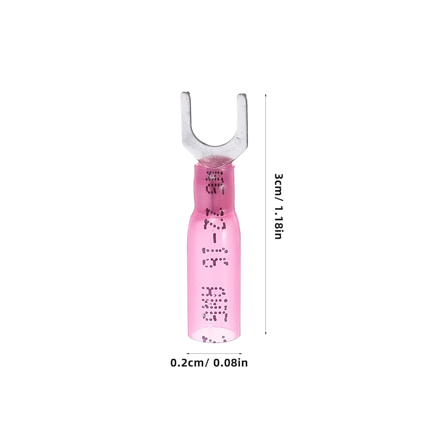 100Pcs Fork Terminal Waterproof Heat Shrink Wire Connectors, Pre-Insulated U-Shaped Electrical Crimp Connectors, Copper Nose Terminals for Home and Automotive Use, Pink image number 4
