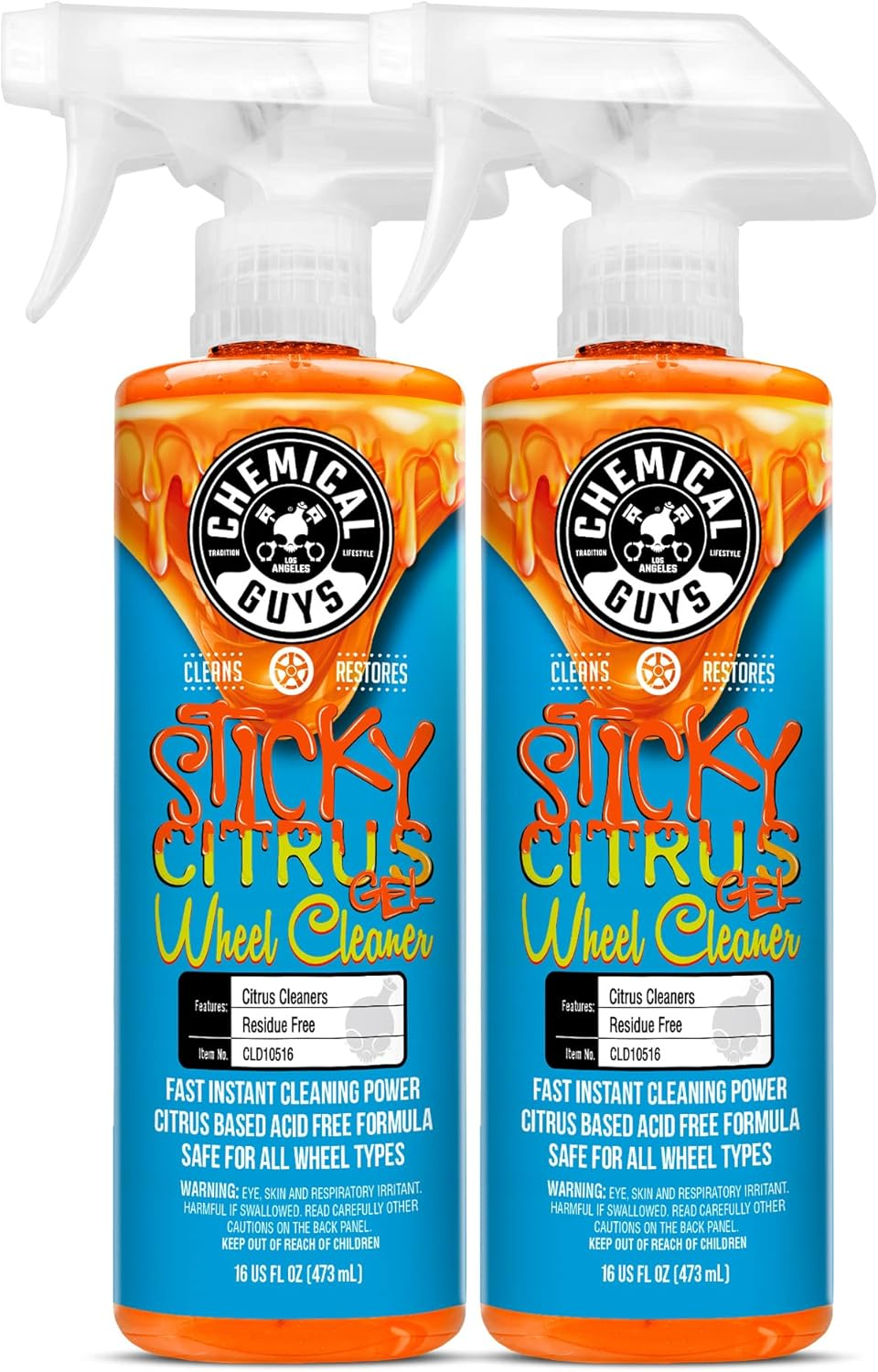 Chemical Guys CLD1051602 Sticky Gel Citrus Wheel Cleaner Gel, (Safe for All Wheel Types) Works on Cars, Trucks, Suvs, Motorcycles, Rvs & More, 16 Fl Oz (2 Pack) image number 1