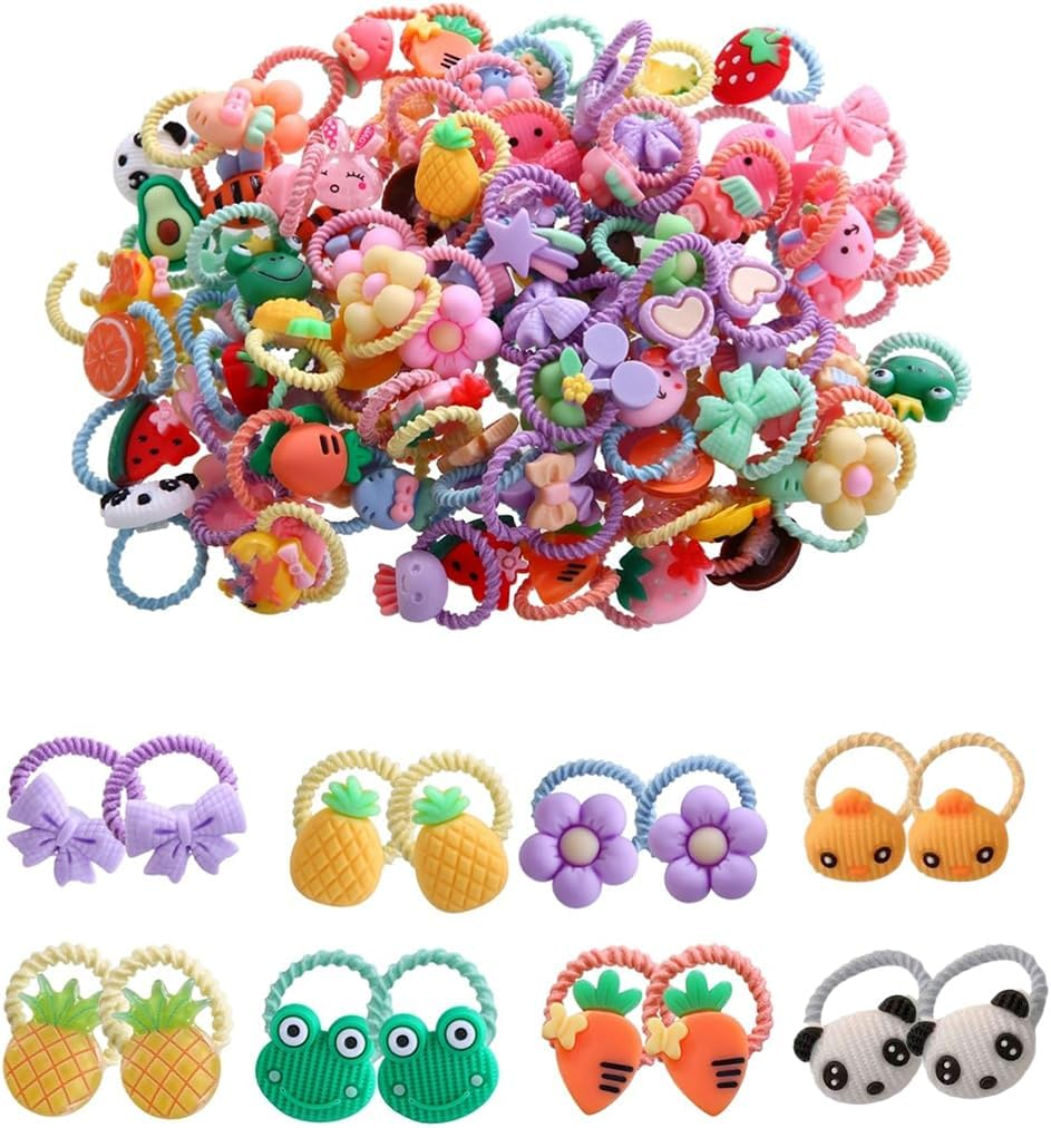 ROKZELT Pack of 100 Girls Colourful Soft Nylon Hair Bobbles for Girls Children Mini Hair Bobbles Colourful Small Baby Hair Bobbles for Children image number 3