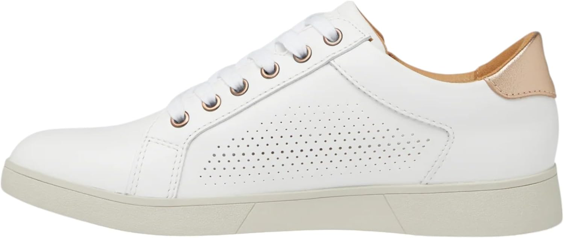 Hush Puppies Womens Mimosa Perf Ladies Sneakers Zip White Casual Lace up Shoes 11 White/Copper image number 6