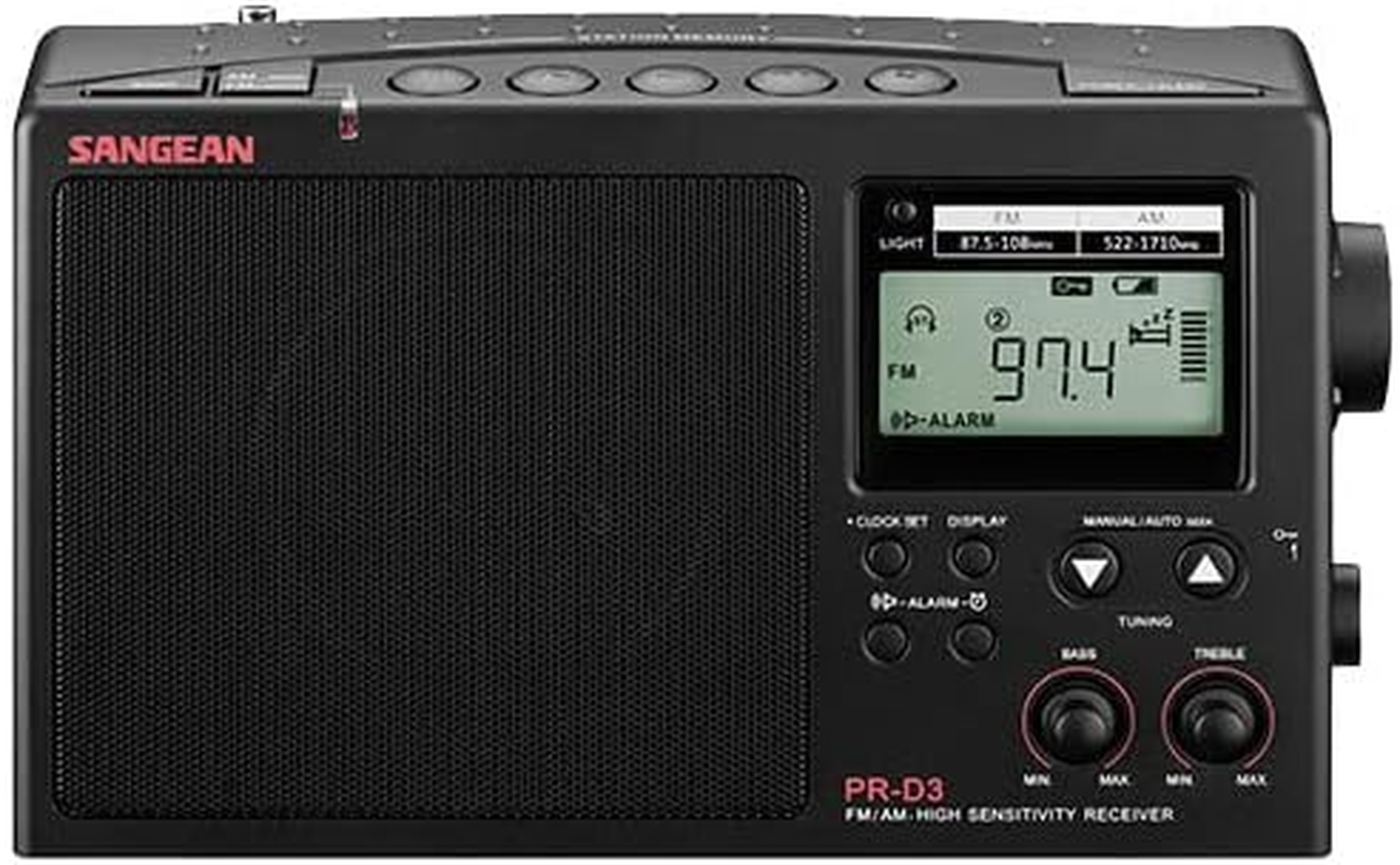 Sangean PRD3 AM/FM Portable Radio, Black
