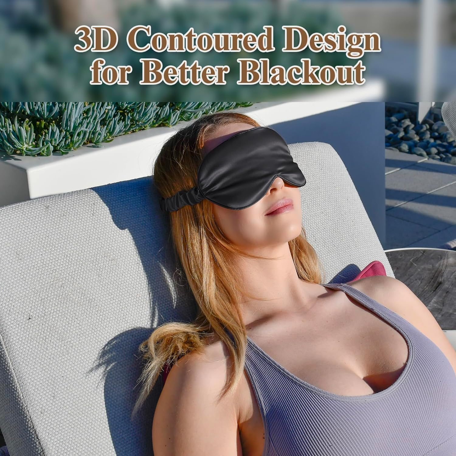 Beevines Silk Sleep Mask, 1 Pack 22 Momme Silk Eye Masks for Sleeping with Adjustable Strap, 3D Contoured Sleep Eye Mask for Eyelash Extension, Blackout Mulberry Silk Eye Mask for Men & Women (Black) image number 1