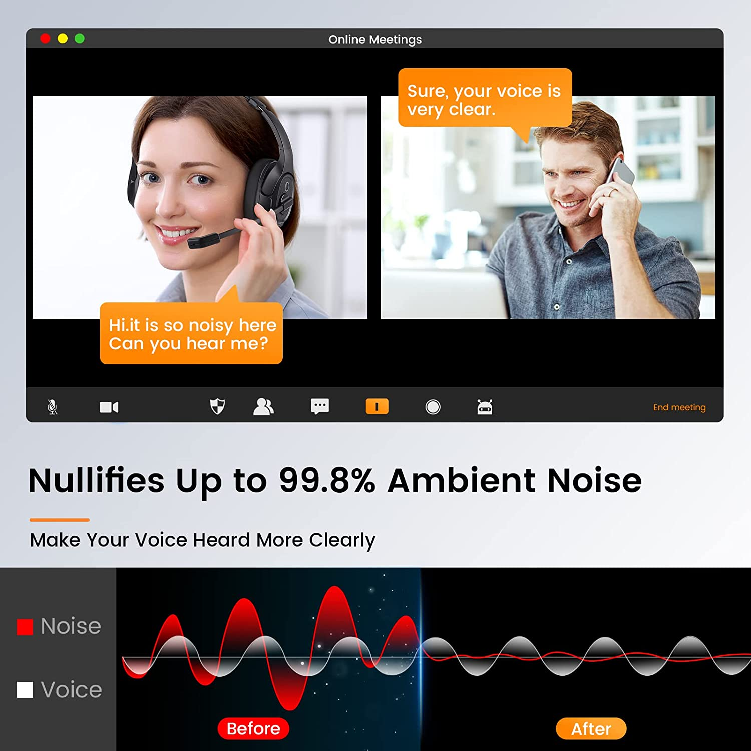 Headset with Microphone for PC, Environmental Noise Canceling Over-Ear Computer Headphones for Laptop, USB Headset for PC Work, Comfort Wired Headset with Busy Light, Mute Switch & Volume Control - Black image number 2