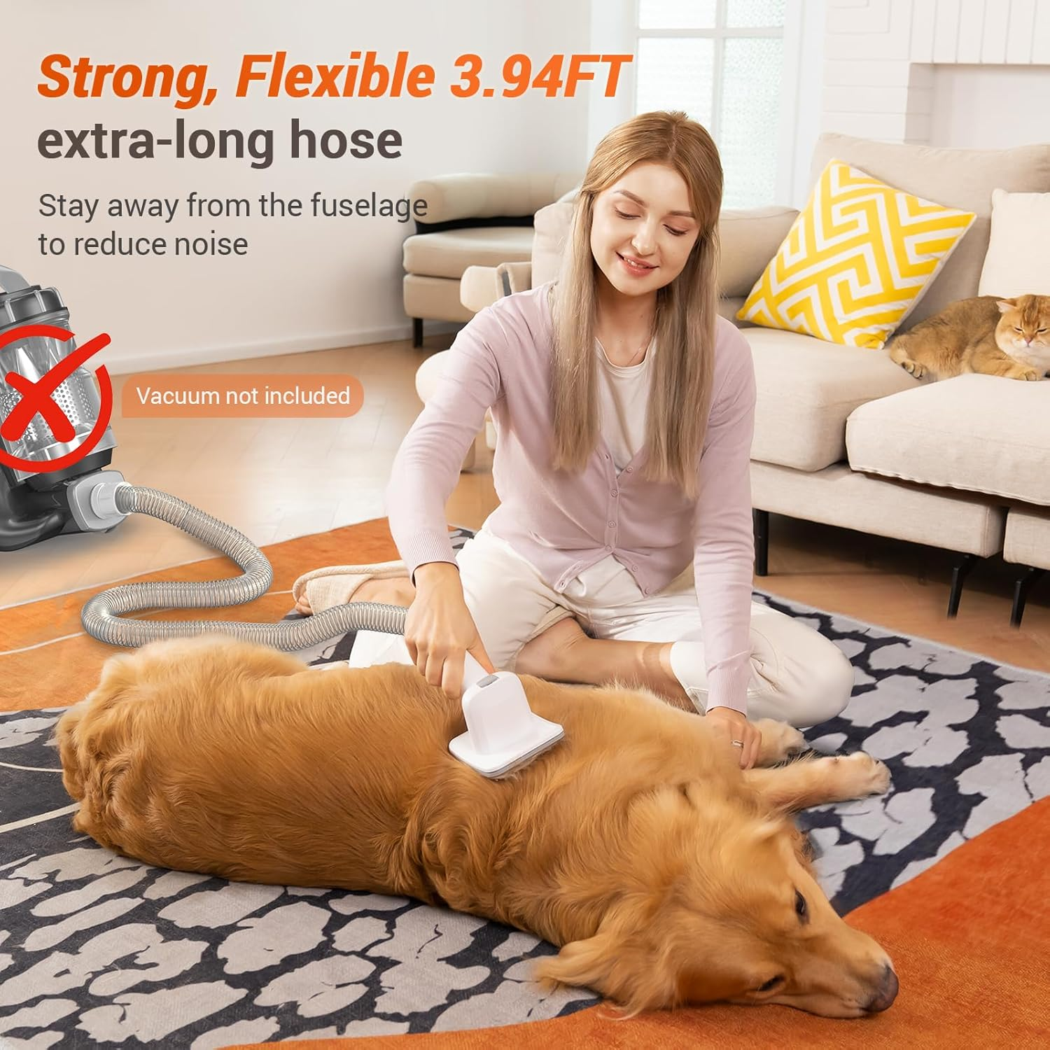 Afloia Dog Brush Vacuum Attachment, Cat Brush, Pet Brush Innovative Pet Grooming Kit, 1.5M Hoses Diameter Universal Adapter Compatible with Most round Vacuum Cleaners like Bissell, Eureka Etc image number 6
