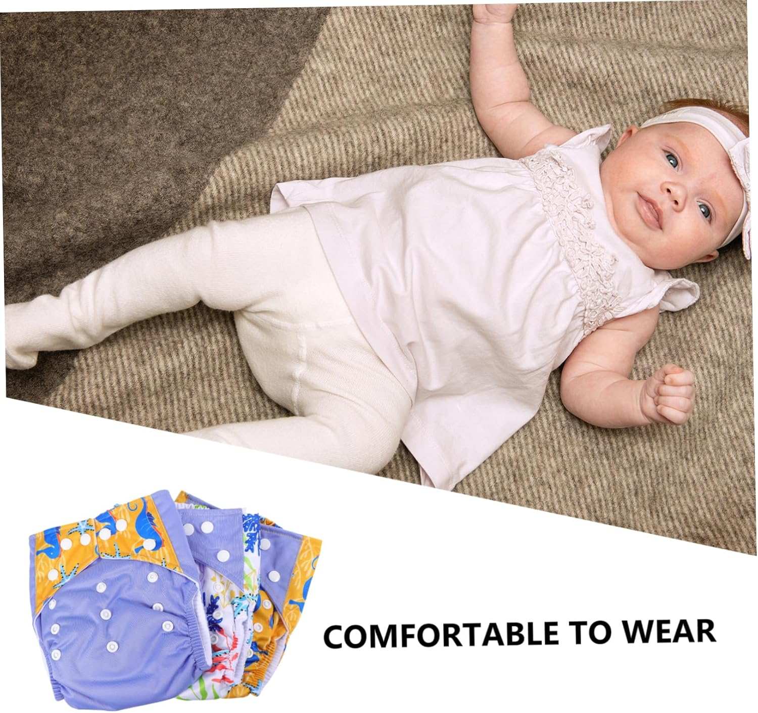 3Pcs Absorbent Newborn Cloth Diapers for Boys Girls Soft Elastic Leg Closures Breathable Nappies image number 6