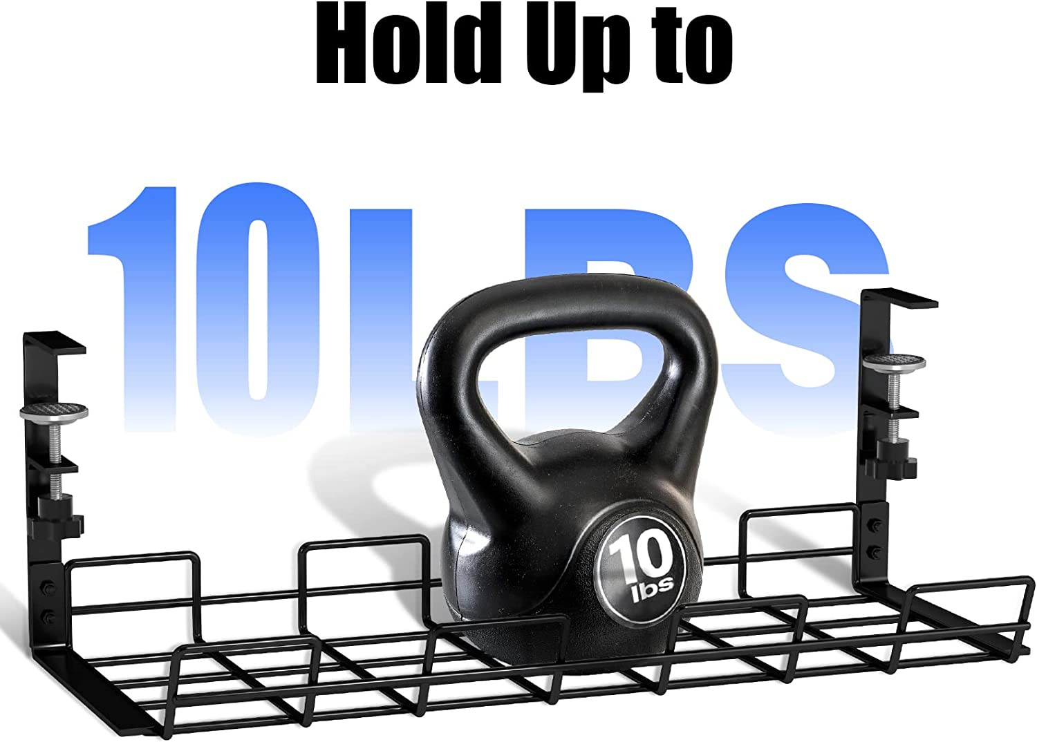 Under Desk Cable Management Tray - 2 Pack Metal Racks for Wire Organizer, Sturdy Basket for Office and Home Standing Desk, No Drilling image number 3