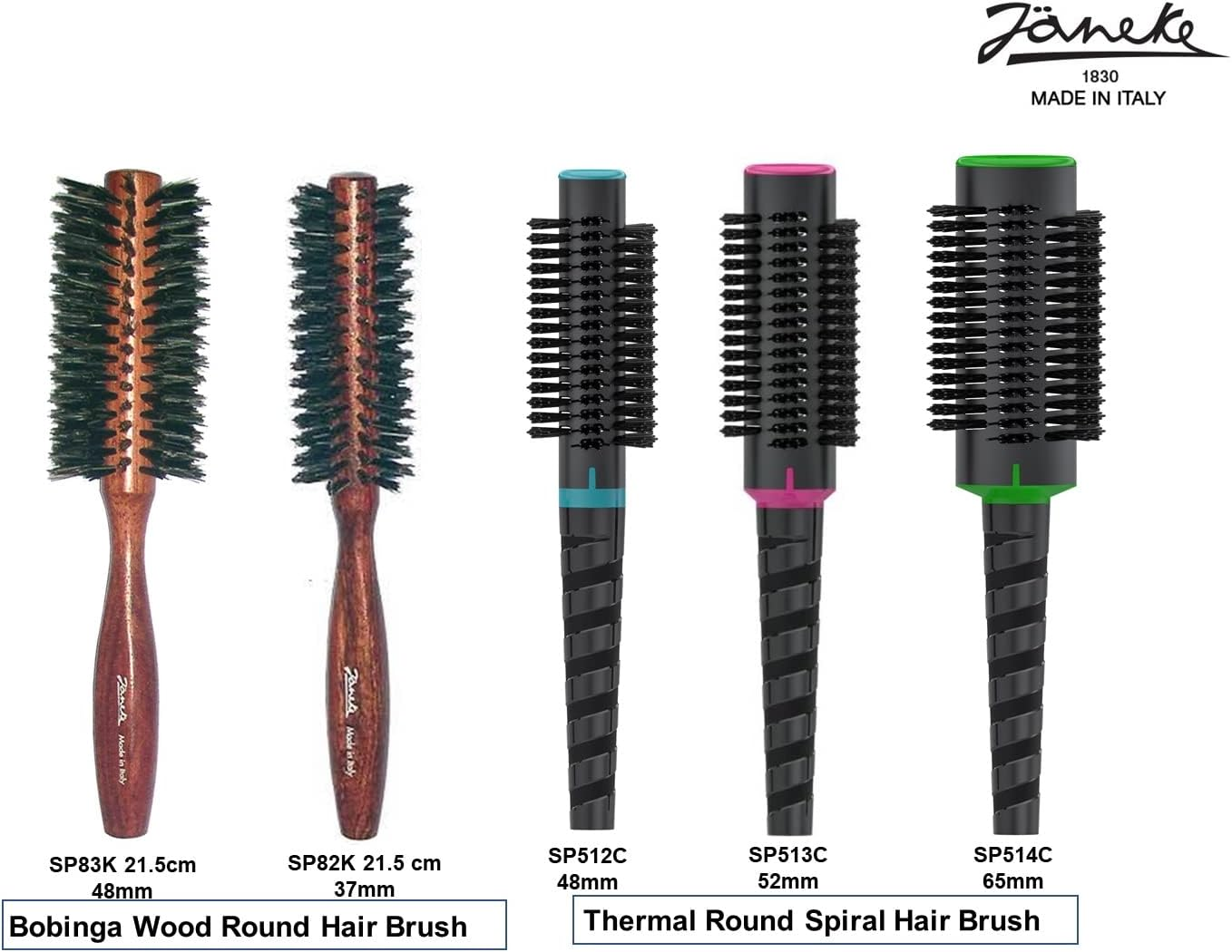 J&auml;neke - Thermal round Brush with Spiral Diameter 65 Mm for Wavy, Curly Hair - Unisex Adult - Black