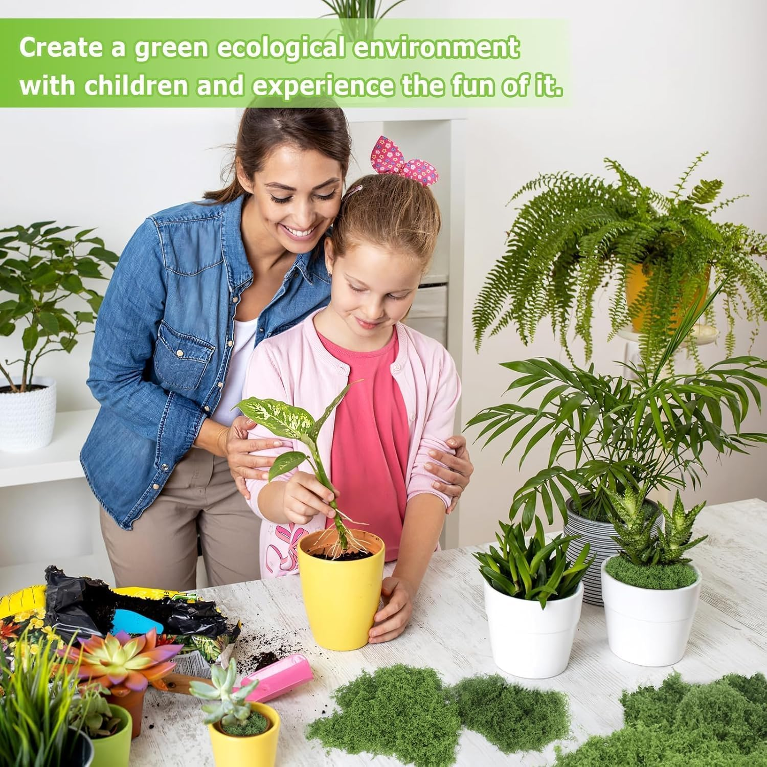 100G Fake Moss Artificial Moss, Simulated Moss, Landscape Moss, Turf Artificial Moss,Synthetic Moss,Moss for Planters,Green Moss Faux Moss for Potted Plant (Light Green) image number 6