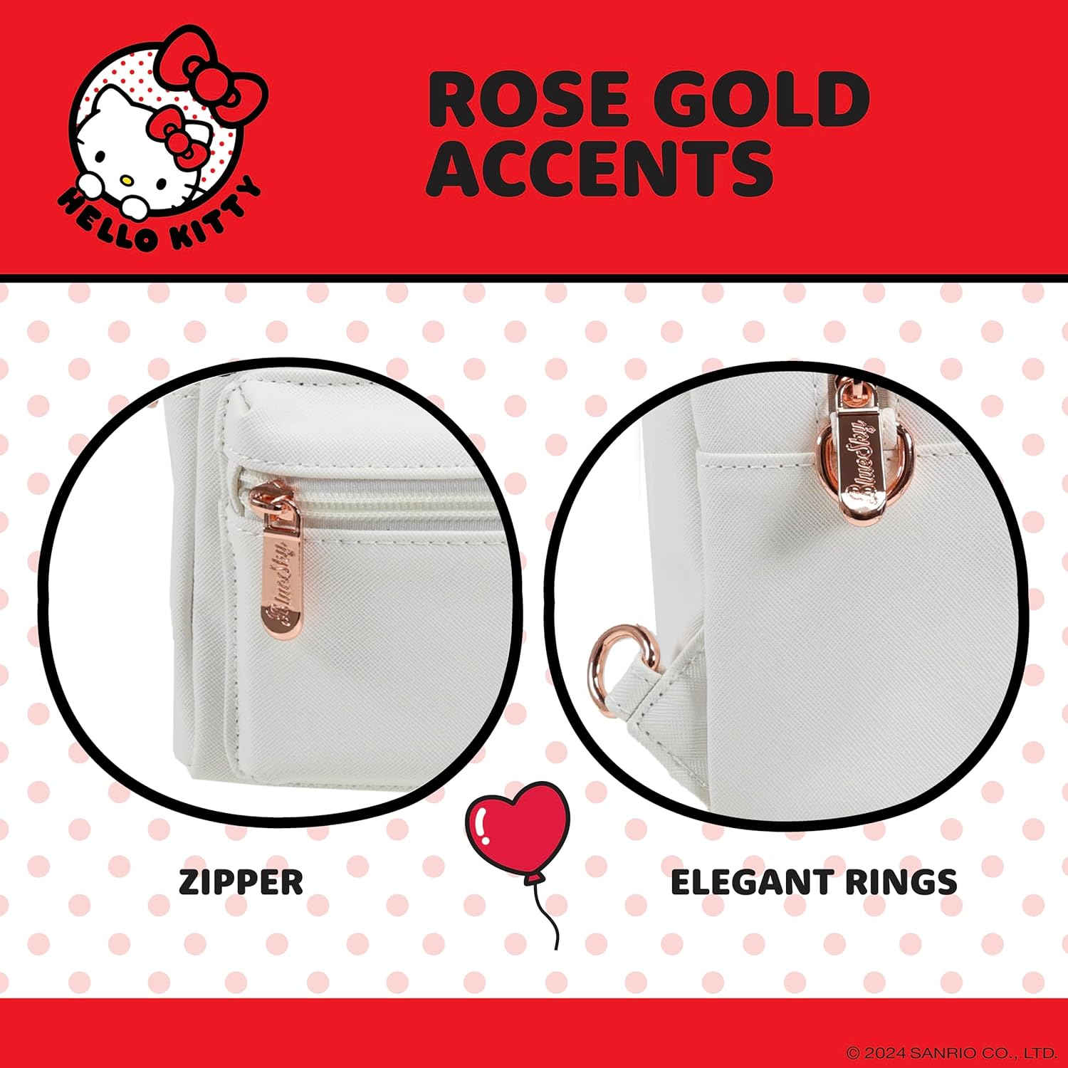 Blue Sky Studios Hello Kitty Mini Backpack, Small Kawaii Travel Bag with Adjustable Straps, Cute Gifts Merchandise and Accessories image number 4