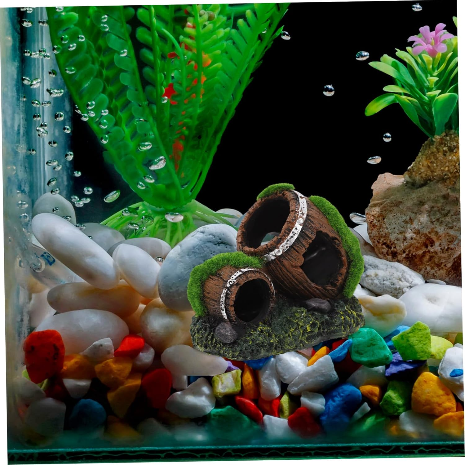 JUMPLAWN Aquarium Decorations Resin Barrel Ornament Unique Fish Tank Hideout for Freshwater and Saltwater Fish and Easy to Clean Small for Cozy Aquatic Landscaping image number 5