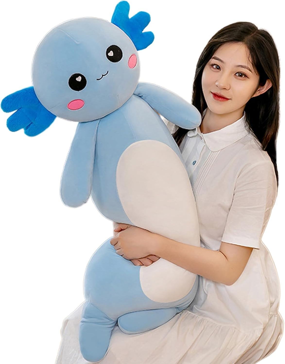 Somao Long Axolotl Plush Pillow, Cute Axolotl Stuffed Animal Body Plush Soft Plushies Doll Toy for Girls Boys(100Cm/39.3Inch,Blue)