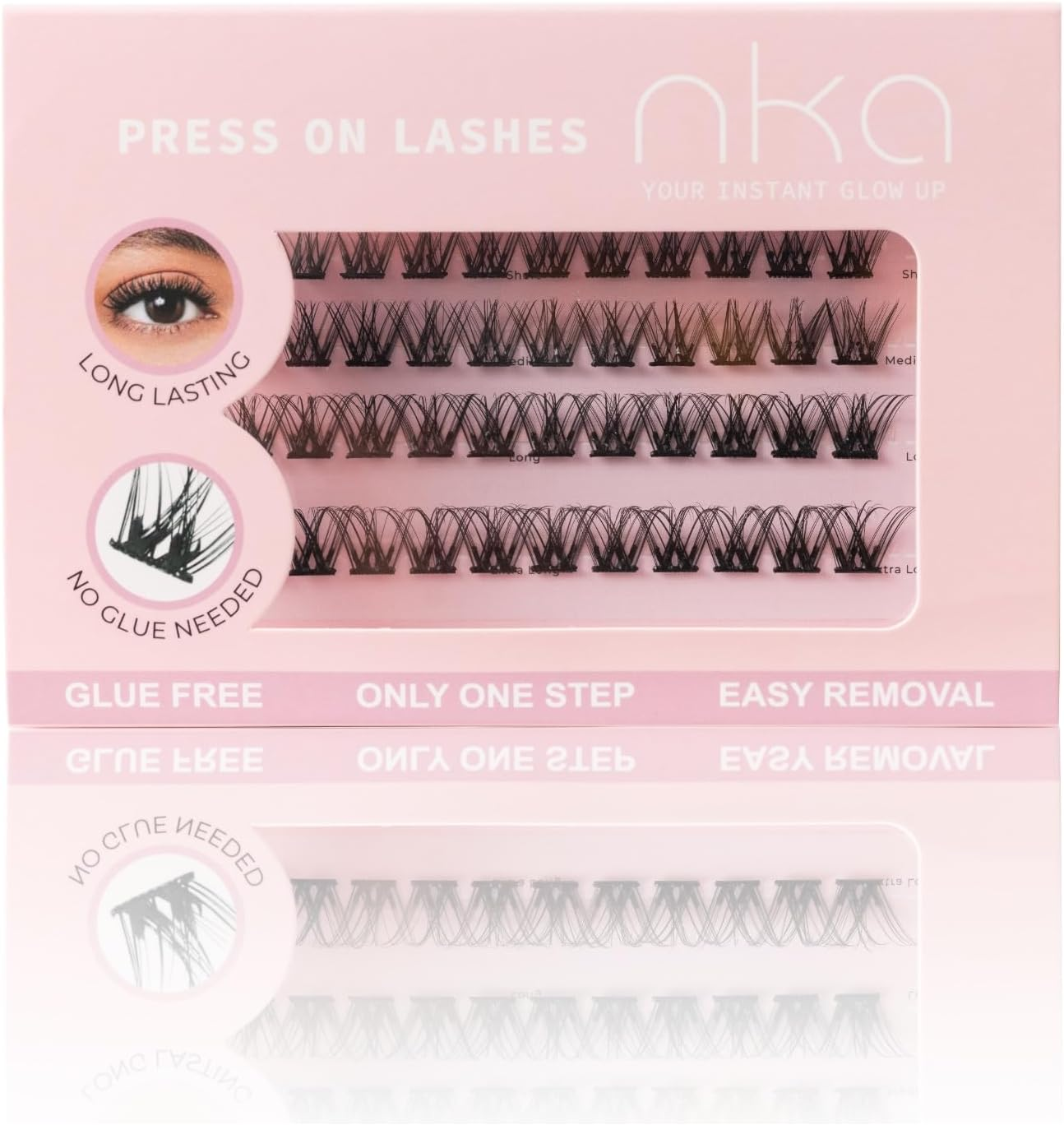 NKA Press-On Lashes &ndash; Glue-Free Reusable False Lashes for Instant Glam | Lightweight, Comfortable & Easy 1-Step Application | Natural to Full Volume Styles image number 1