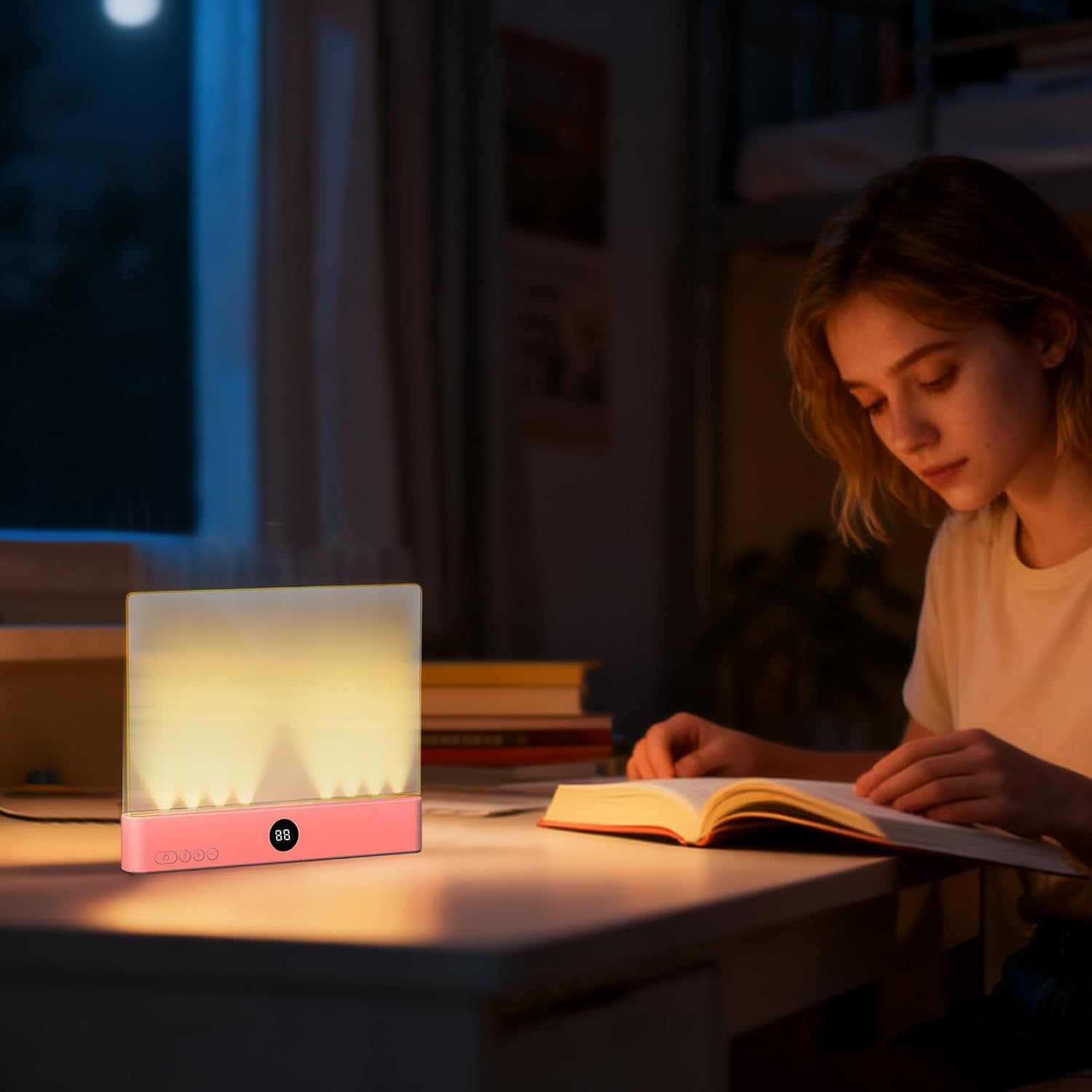 Flat Book Light, Rechargeable Reading Lights for Books in Bed, Book Lights for Reading at Night, Booklight Night Light with 3 Colors & Timer, Eye Protection for Bedroom Dormitory College Library
