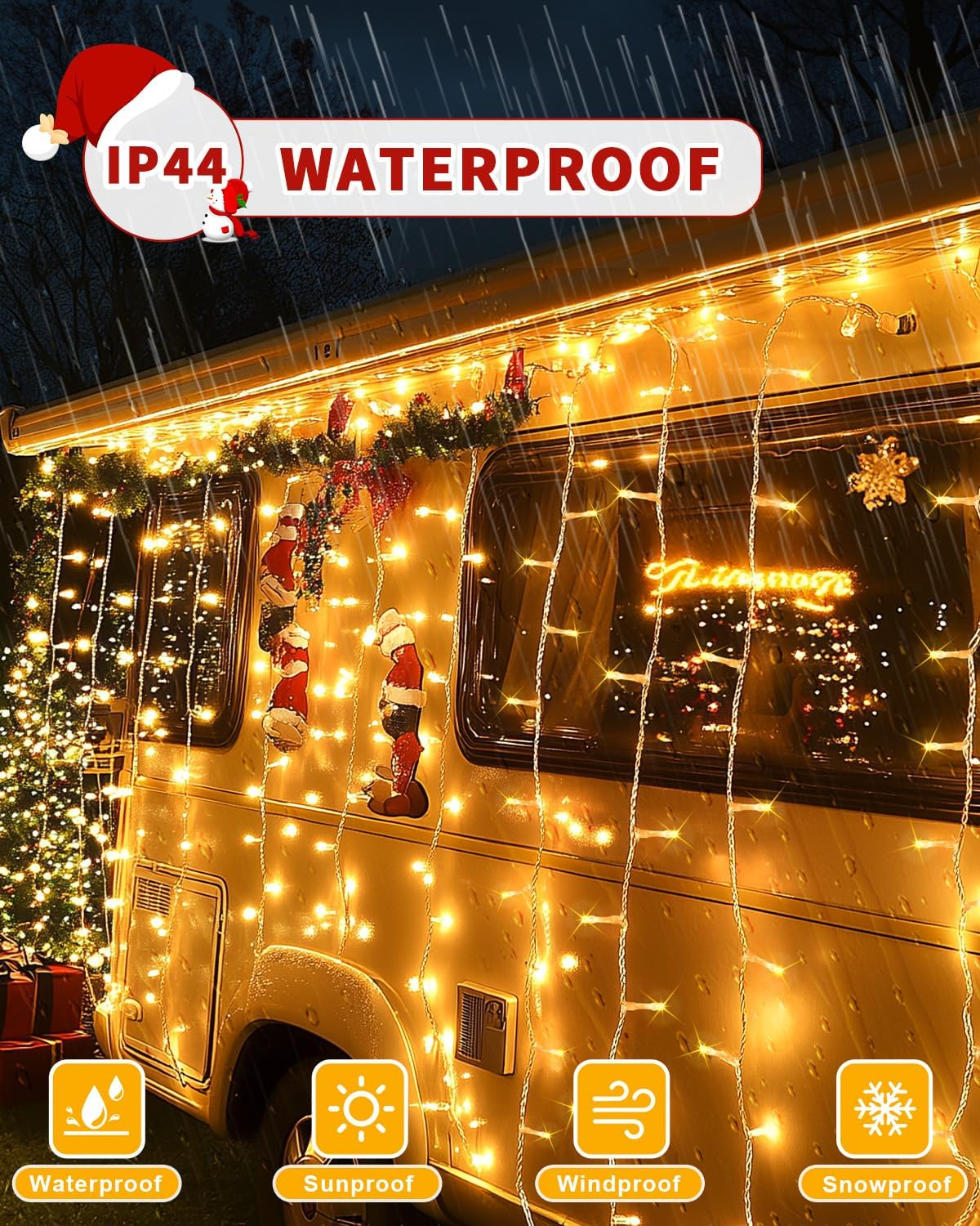 Christmas Lights String Outdoor Indoor, 200 LED 65.6FT Warm White Xmas Tree Decorations Lights, Plug in Twinkle Fairy Light with Remote Timer Dimmable for Room Yard Holiday Party Wedding Camping Decor image number 6