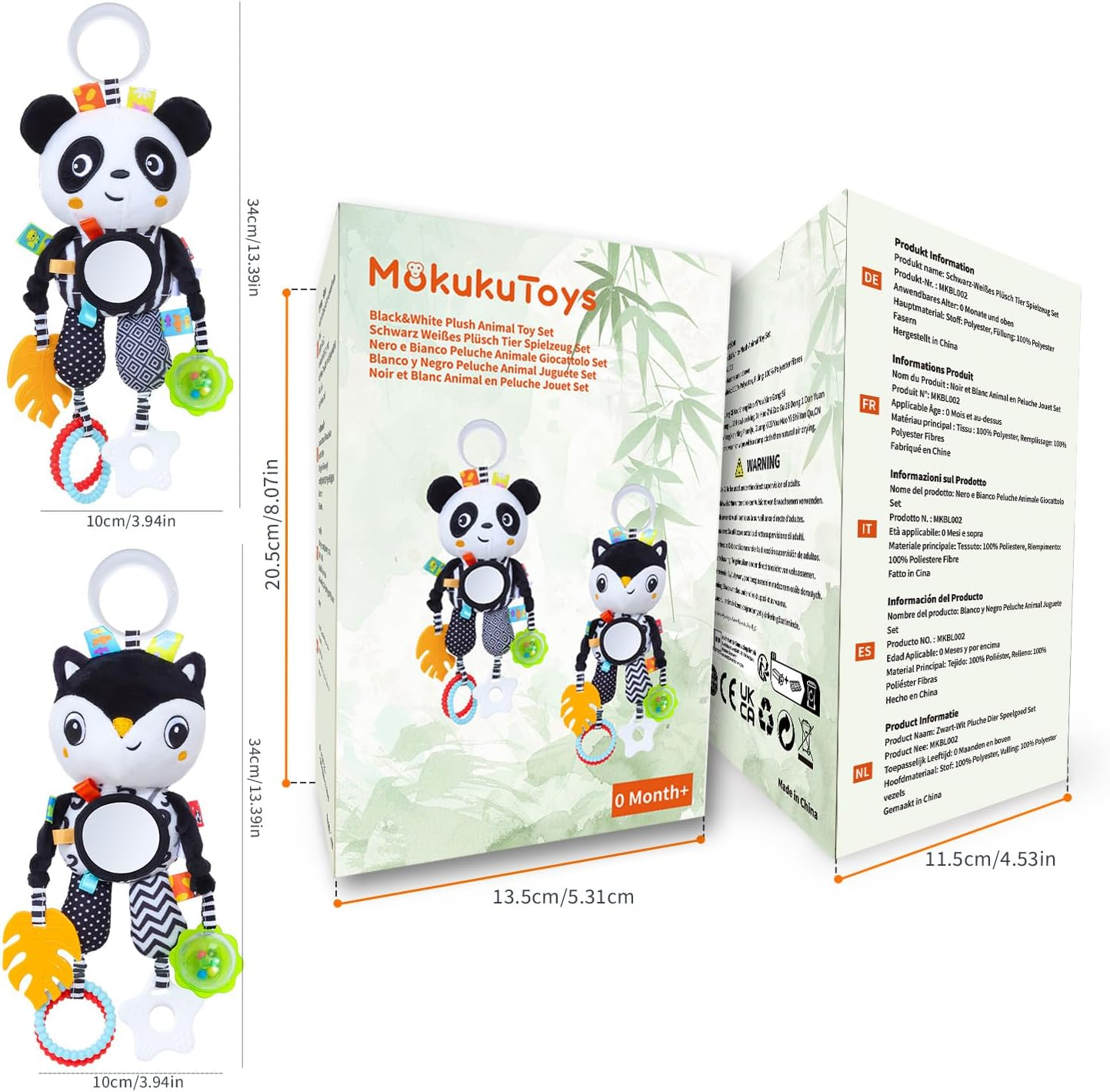 High Contrast Baby Toys,Black and White Hanging Toys,Car Seat Stroller Toys Newborn Boys and Girls 0 3 6 9 12 Months