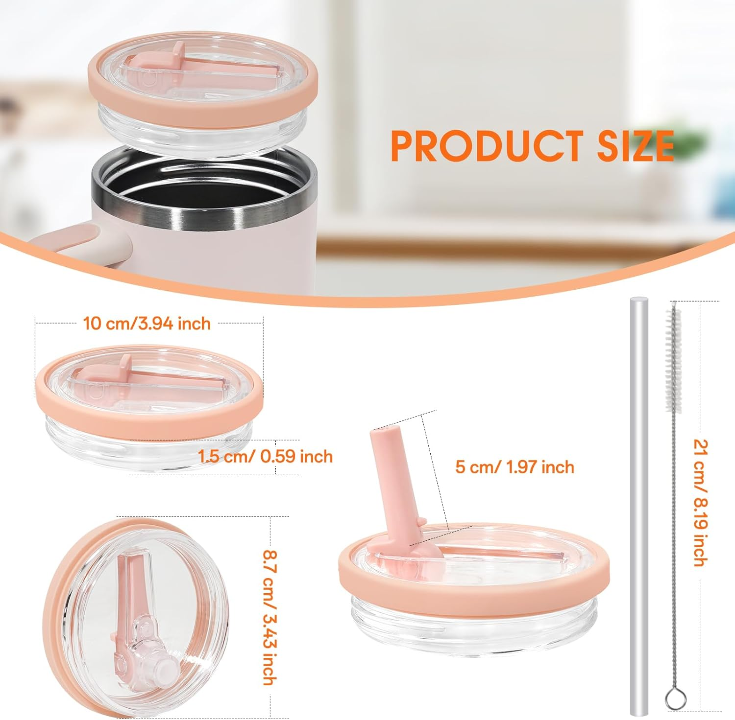 40Oz Spill Proof Flip Straw Lid Replacement for Stanley H2.0 Quencher,Leak Proof Tumbler Lid,2 Pack,Cream White,Pink image number 4