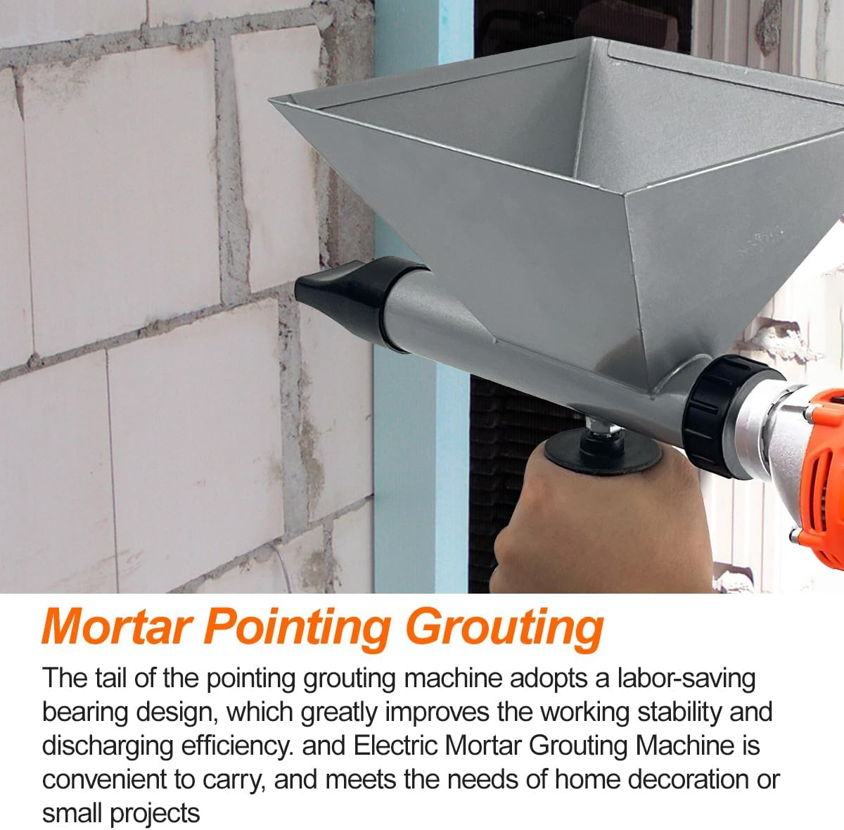 Electric Mortar Grout Gun, Portable Cement Grouting Machine, Reusable Cordless Caulking Applicator Finishing Tool with 8 Nozzles (Without Electric Drill) (1) (Xa017A) image number 4
