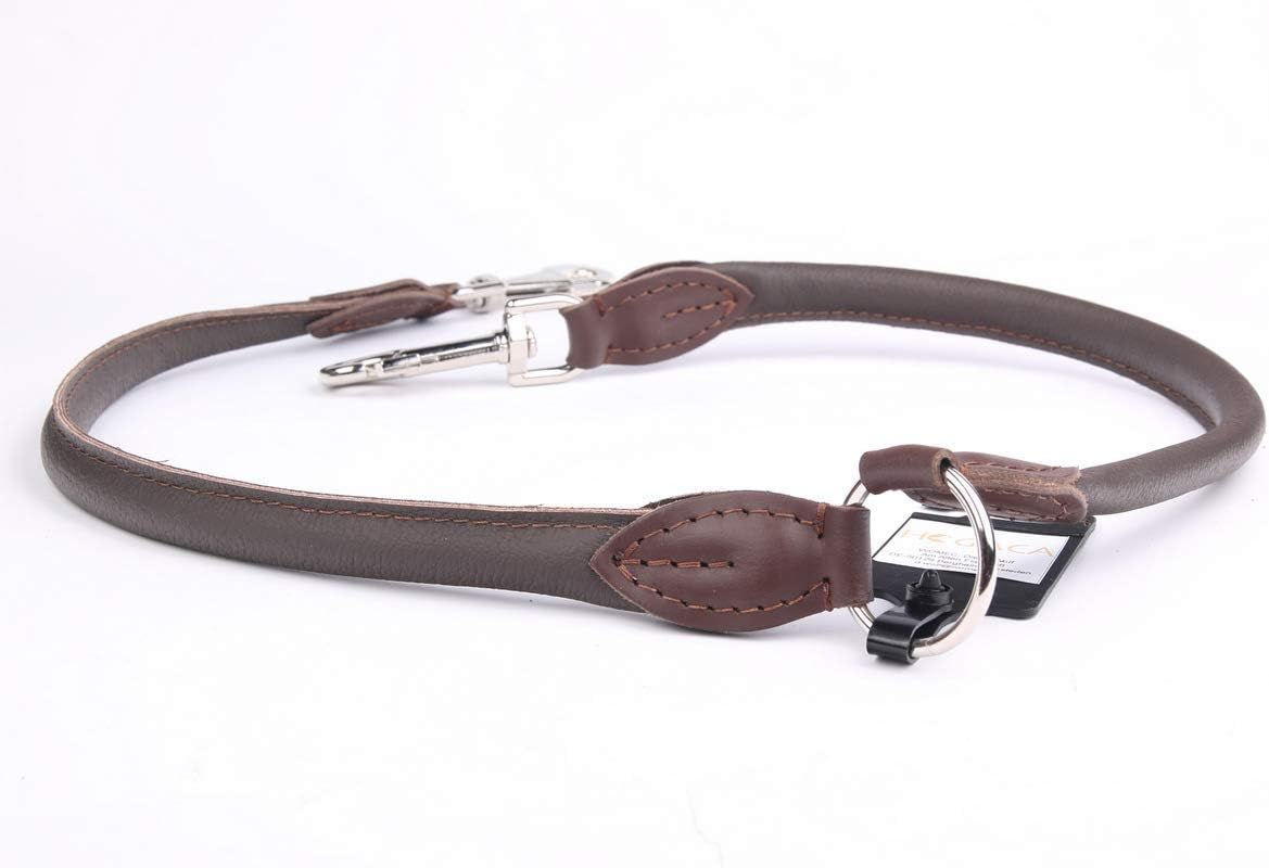 HOGACA 387 Coupling Lead Splitter Real Leather on 2 Dogs Diameter 12 Mm / 40 Cm Brown