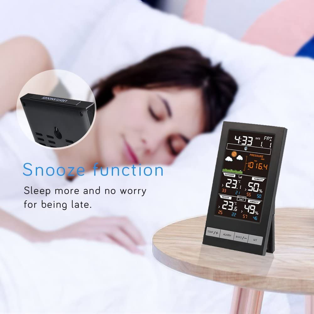ECOWITT Wireless LCD Colour Weather Station WN2810, Thermometer&Hygrometer, Temperature and Humidity, Barometric Pressure, Moon Phase, Weather Forecast, Alarm Clock Snooze, 433 Mhz