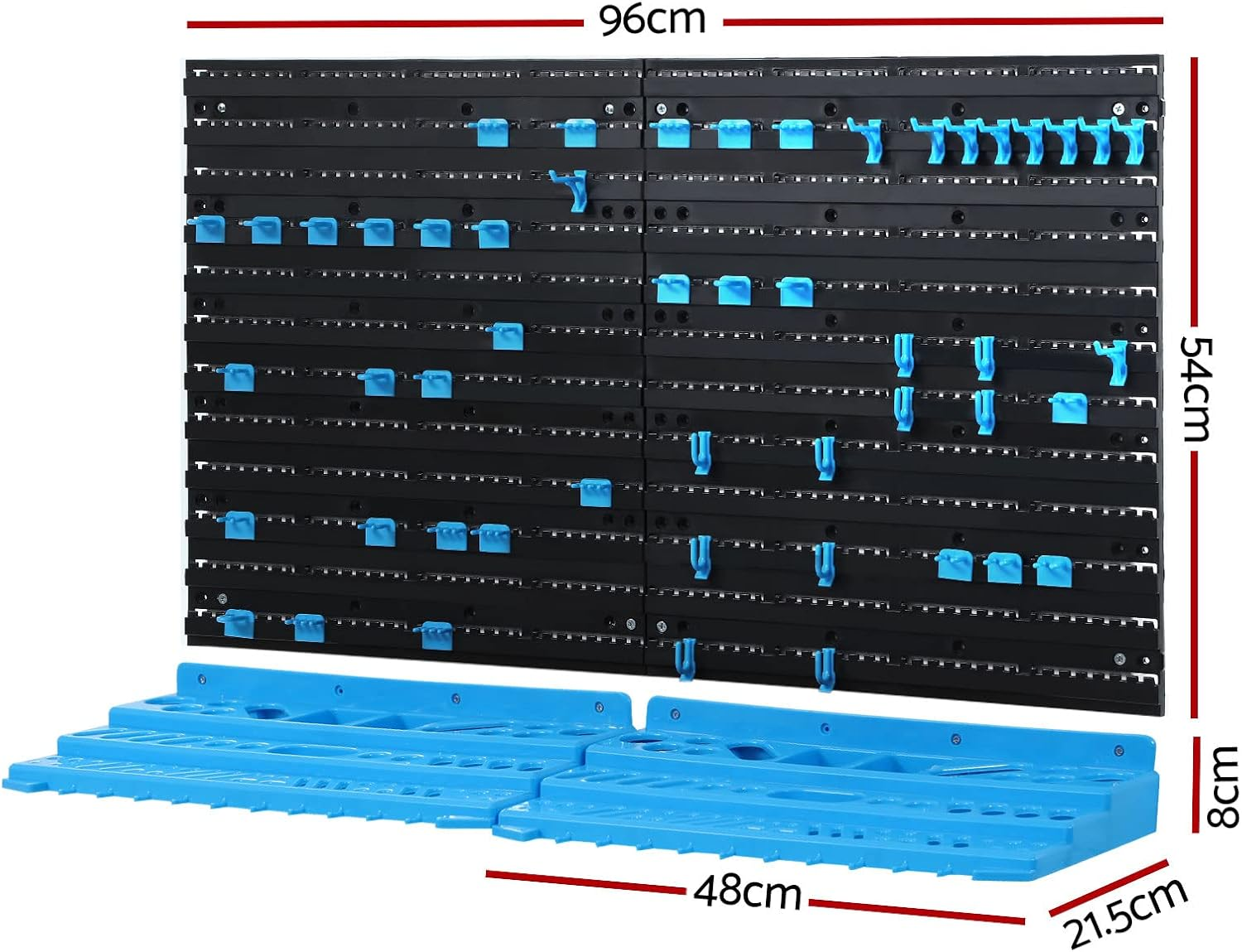 GIANTZ Storage Bin Rack, 88 Bins Garage Tool Storages Shelving Wall Mounted Toolbox Blue Black image number 1