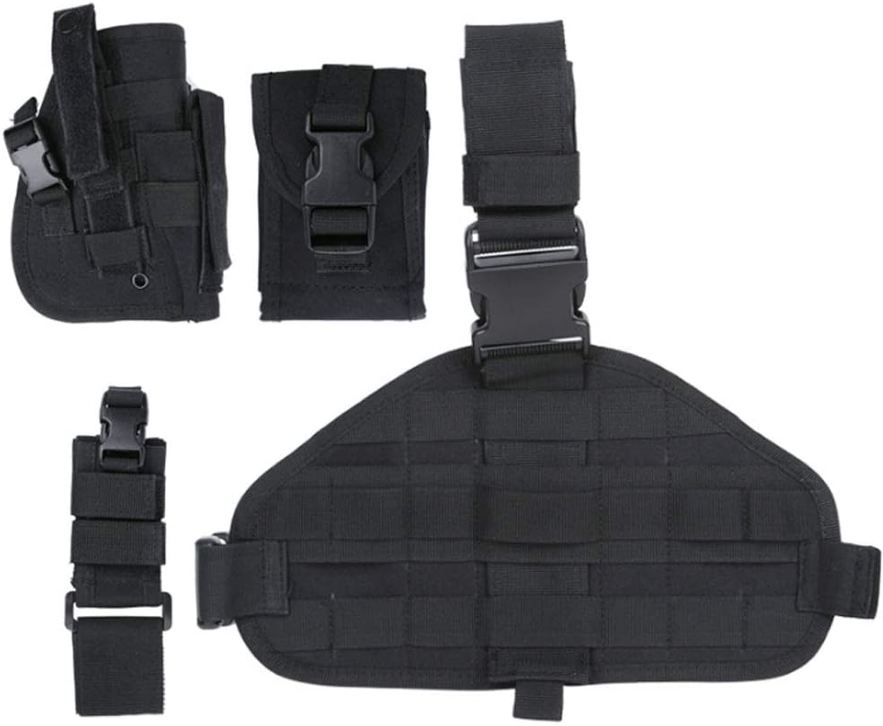 Tactical Drop Leg Holster,Universal Adjustable Military Army Tactical Pistol Gun Handgun Thigh Holster Platform Panel with MOLLE Pouches Hunting Bag (Black) - Cp image number 6