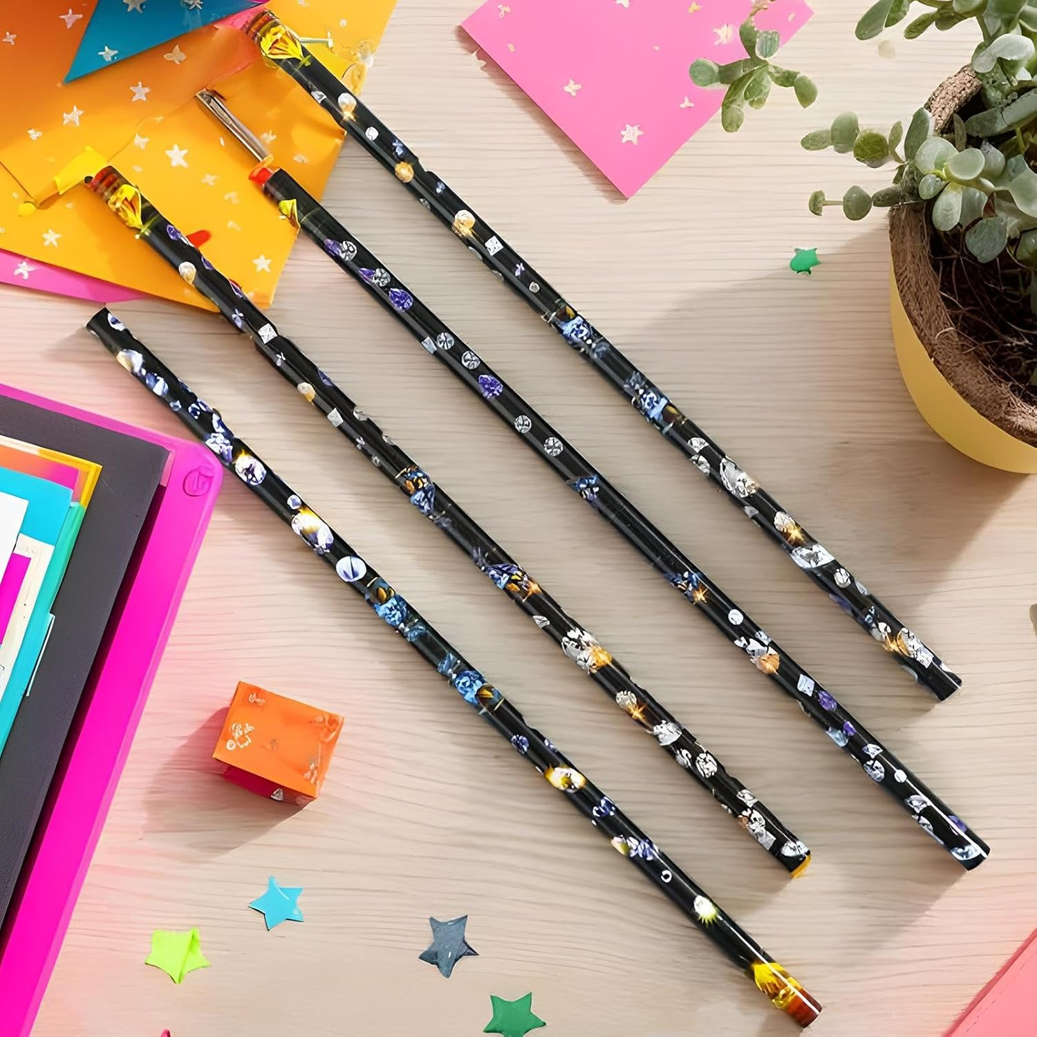 Rhinestone Picker - Set of 4 Rhinestone Wax Pencil - with Sharpener, Easy Pickup, Multi-Purpose Crafting Supplies for Costume Decoration Jewelry Making image number 2