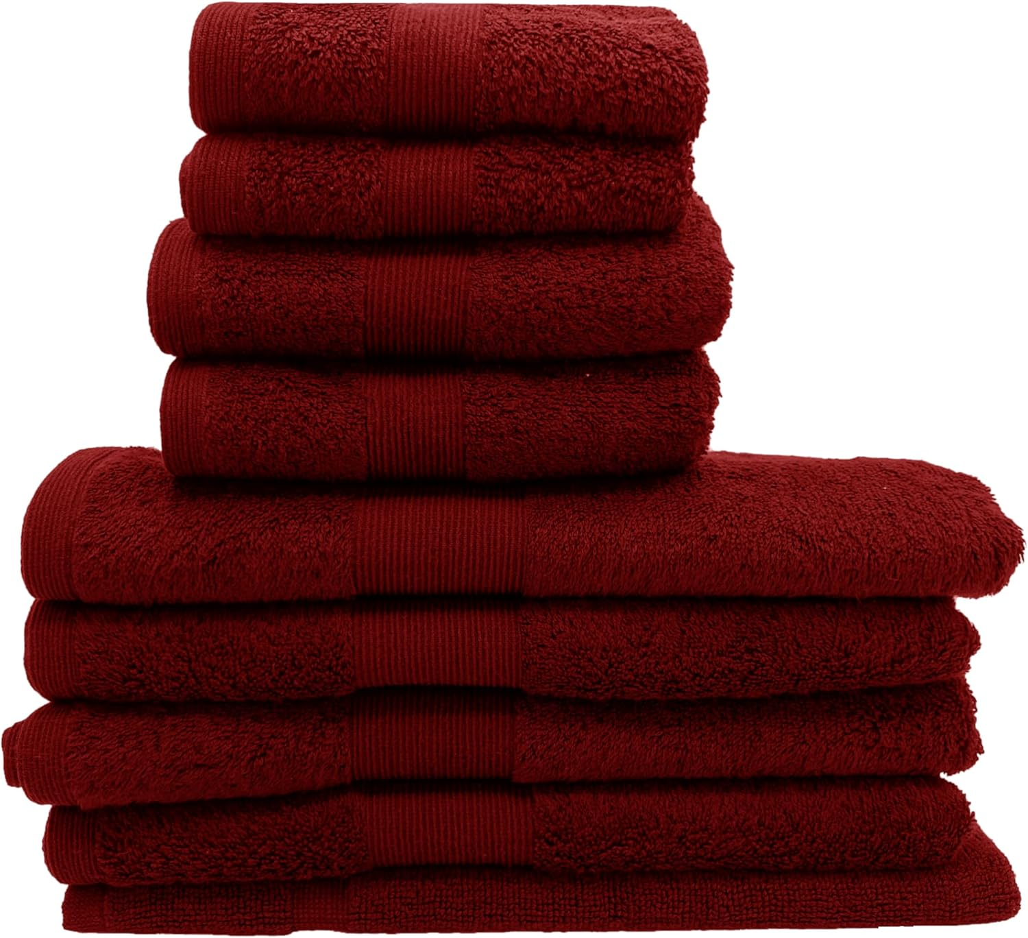 GABA Burgundy Luxury Bath Towels, Egyptian Cotton, Hotel & Spa Quality, Set of 7, Bath Towel Set with Bath Mat, 2 Bath Towels, 2 Hand Towels, 2 Washcloths, Ultra Soft (Burgundy) image number 5