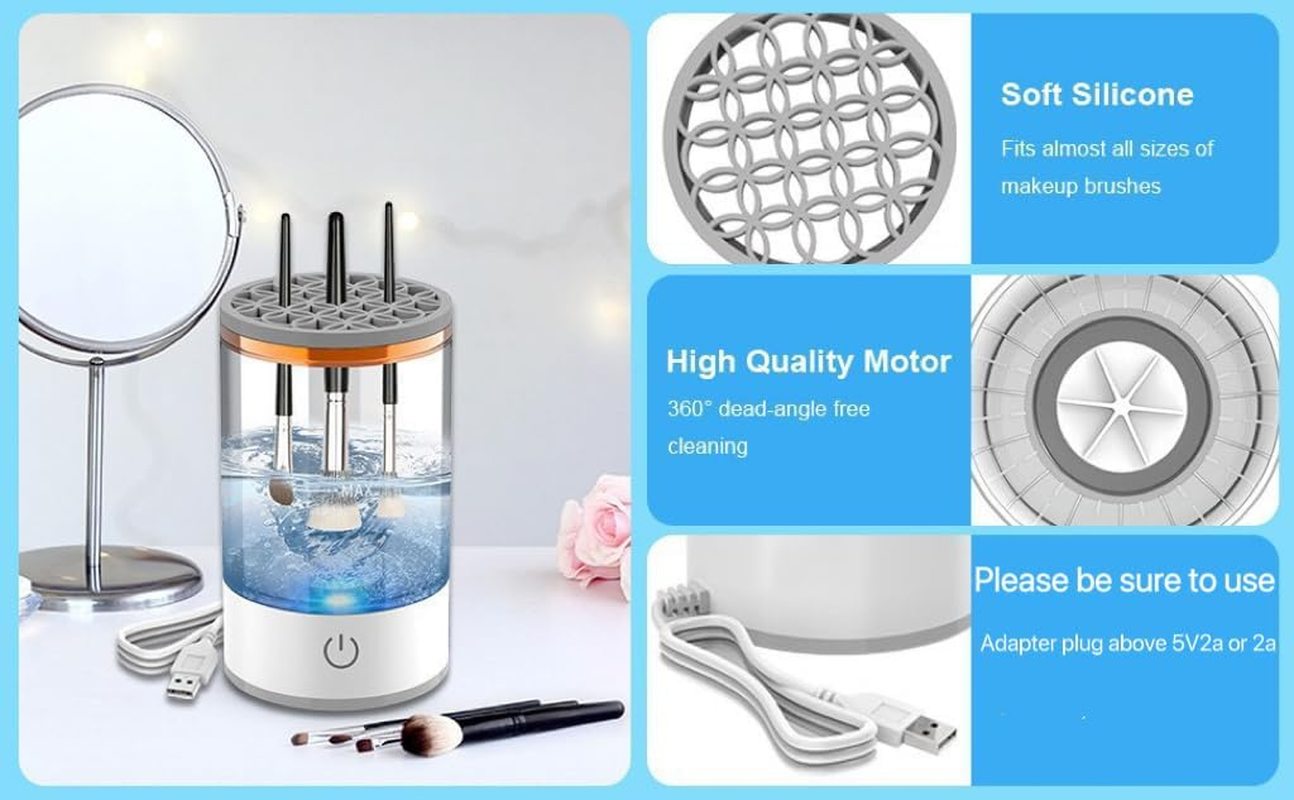 Electric Makeup Brush Cleaner,Makeup Brush Cleaner Machine,Make up Brush Cleaner Cleanser Machine,Automatic Makeup Brush Cleaner, Ideal for Traveling and Makeup Lovers for Professionals (White) image number 3