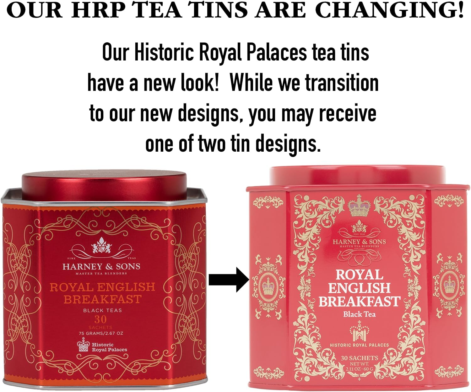 Harney & Sons Royal English Breakfast Herbal Tea Historic Royal Palaces Tin of 30 Sachets image number 1