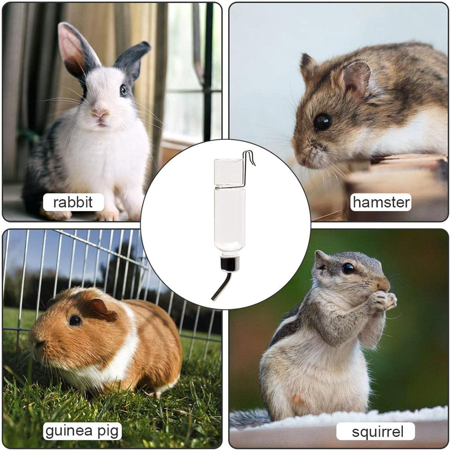 Guinea Pig Water Bottle,Plastic Rabbit Water Dispenser Hanging Small Animals Cage Water Drinking Bottles for Rabbits Chinchillas Ferret Guinea Pigs,350Ml image number 6