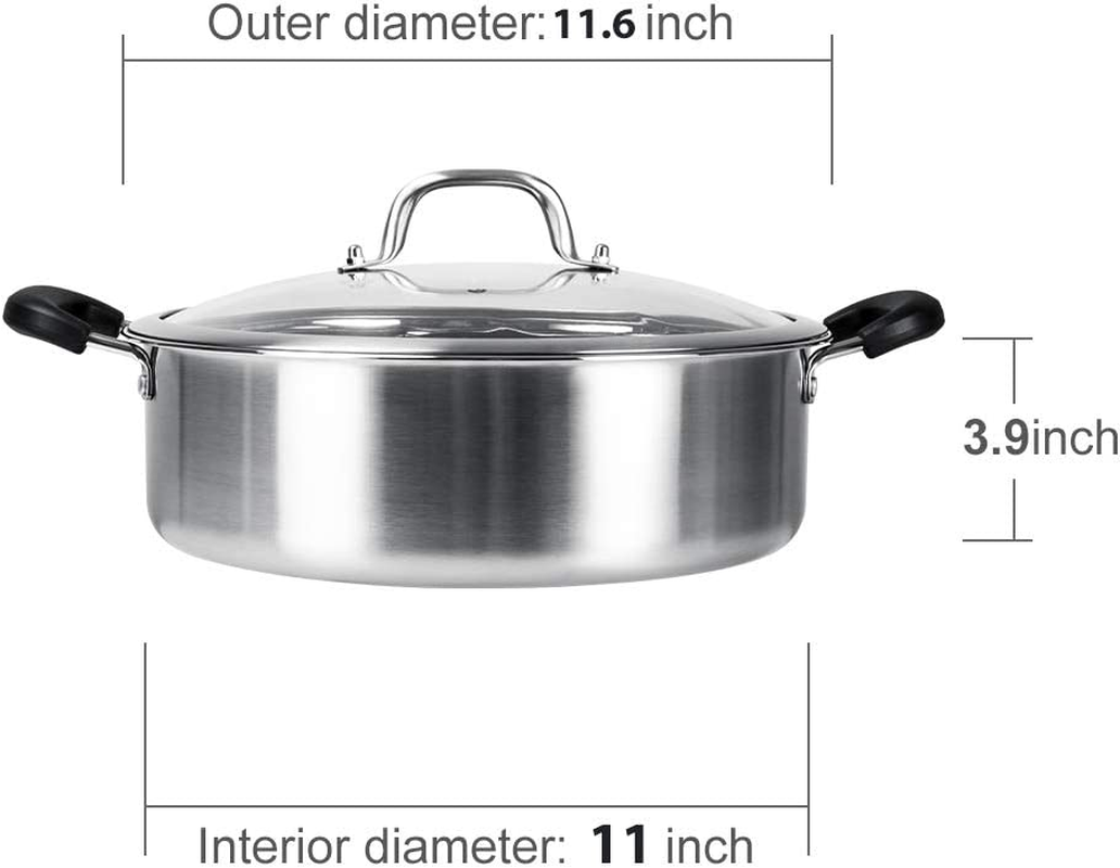 Hot Pot with Divider Stainless Steel Shabu Shabu Pot for Induction Cooktop Gas Stove 11'' Suitable for 2-3 Person (11 Inch) image number 4