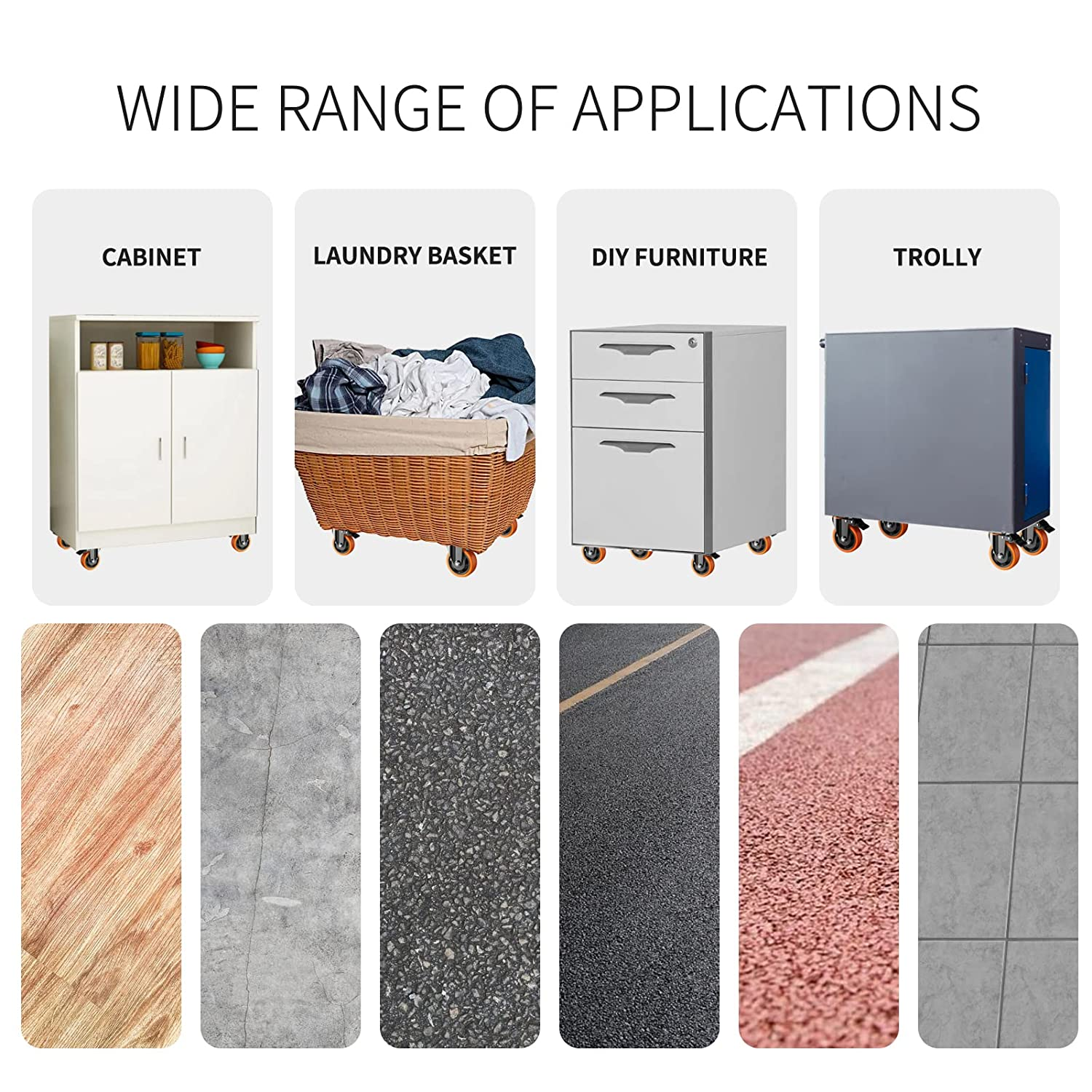 4" Caster Wheels, Casters Set of 4, Heavy Duty Casters with Brake, 2200 Lbs, Locking Industrial Swivel Top Plate Casters Wheels for Furniture and Workbench Cart(Free 2 Types of Hardware Kits) image number 1