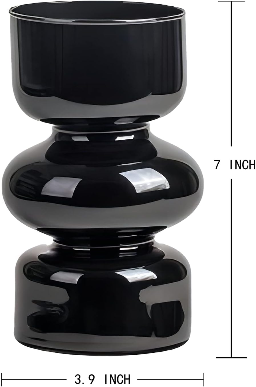Black Borosilicate Glass Vases, 7 Inch Height, Contemporary Style, Solid Black, Cylindrical Shape, Living Room Decor image number 4