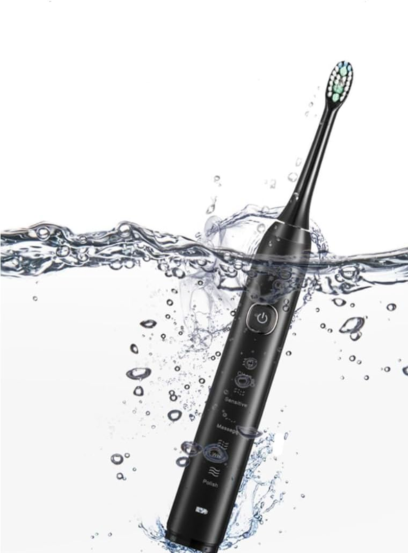 Smart Sonic Toothbrush &ndash; Rechargeable 600Mah Battery, Sleek Black Design, Complete Set with 8 Brush Heads, Charging Stand & Portable Travel Case | Long-Lasting Electric Toothbrush for Home, Office, Travel & Everyday Oral Care image number 5