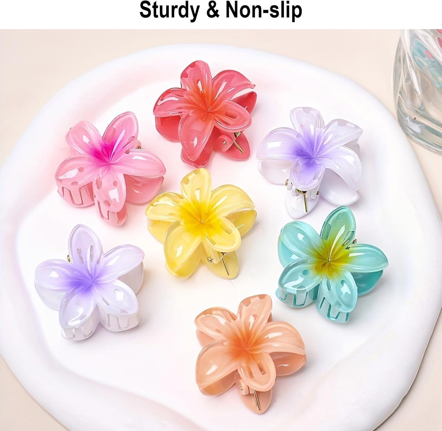 Pack of 8 Flower Hair Clips, 4 Cm Mini Flower Hair Clips, Cute Acrylic Hair Clips, Non-Slip Hair Jaw Clips for Women and Girls, Hair Styling Accessories image number 3