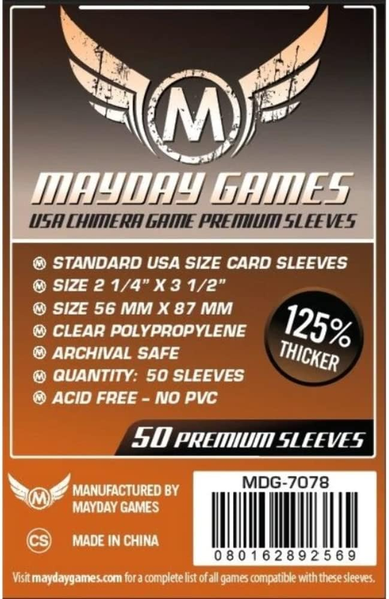 Mayday 7076MG -Premium USA Chimera Game Sleeves (Pack of 50) - 57.5 MM X 89 MM (Orange) Card Sleeve