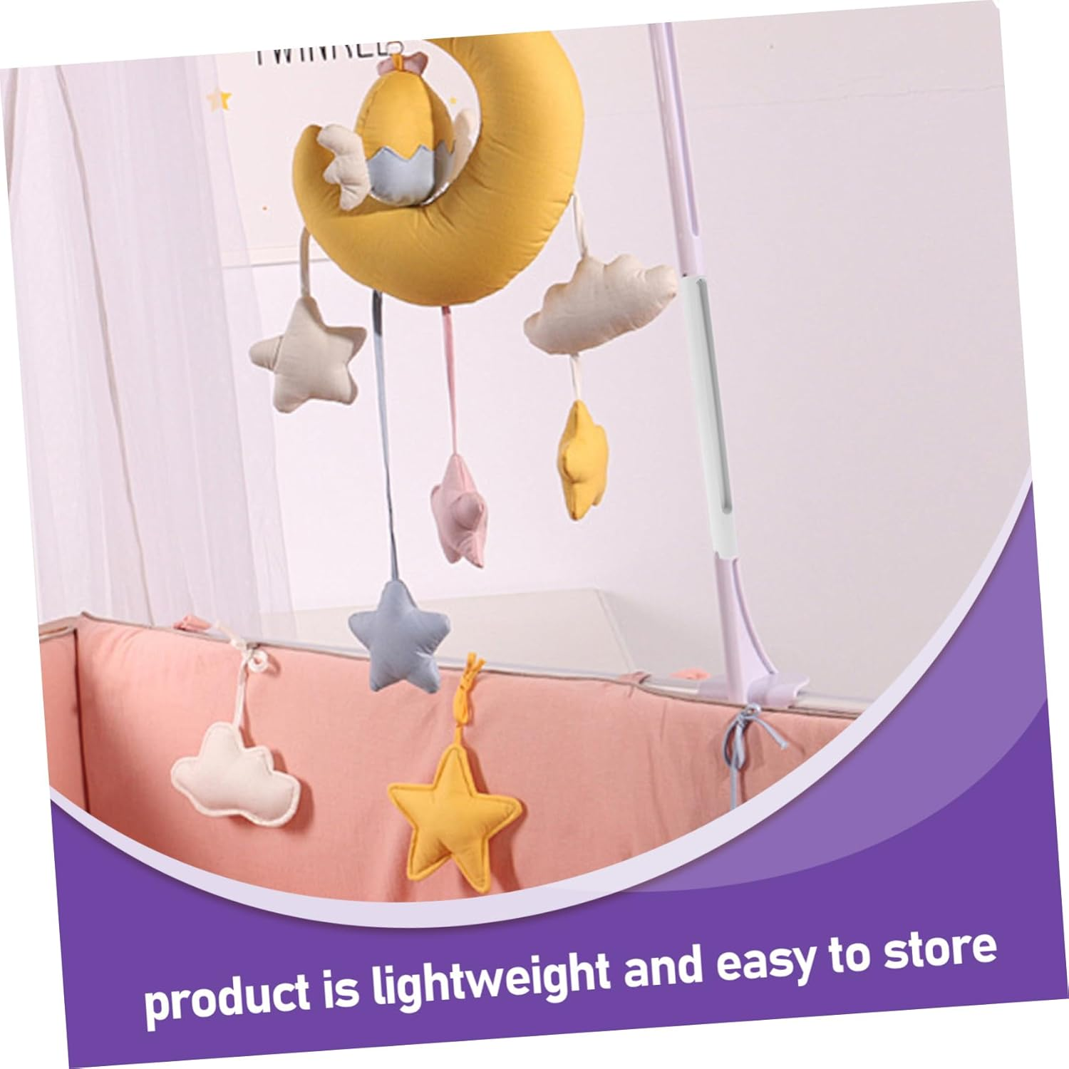 Crib Pendant Extension Rod Adjustable Mobile Arm for Mobiles No Drilling Required DIY Crib Mobile Kit Nursery Mobile Support Rod Bell Extension Rod