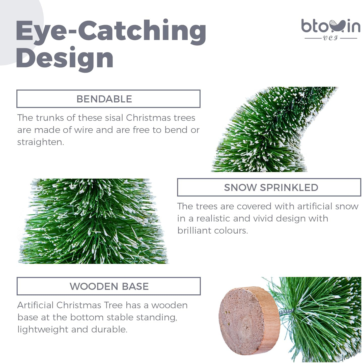 Mini Artificial Christmas Tree, Btowin VCF Pack of 24 Miniature Snow Effect Pine Tree Green with Wooden Base DIY Christmas Tree Small Christmas Decoration for Party Table Decoration Shop Window image number 6